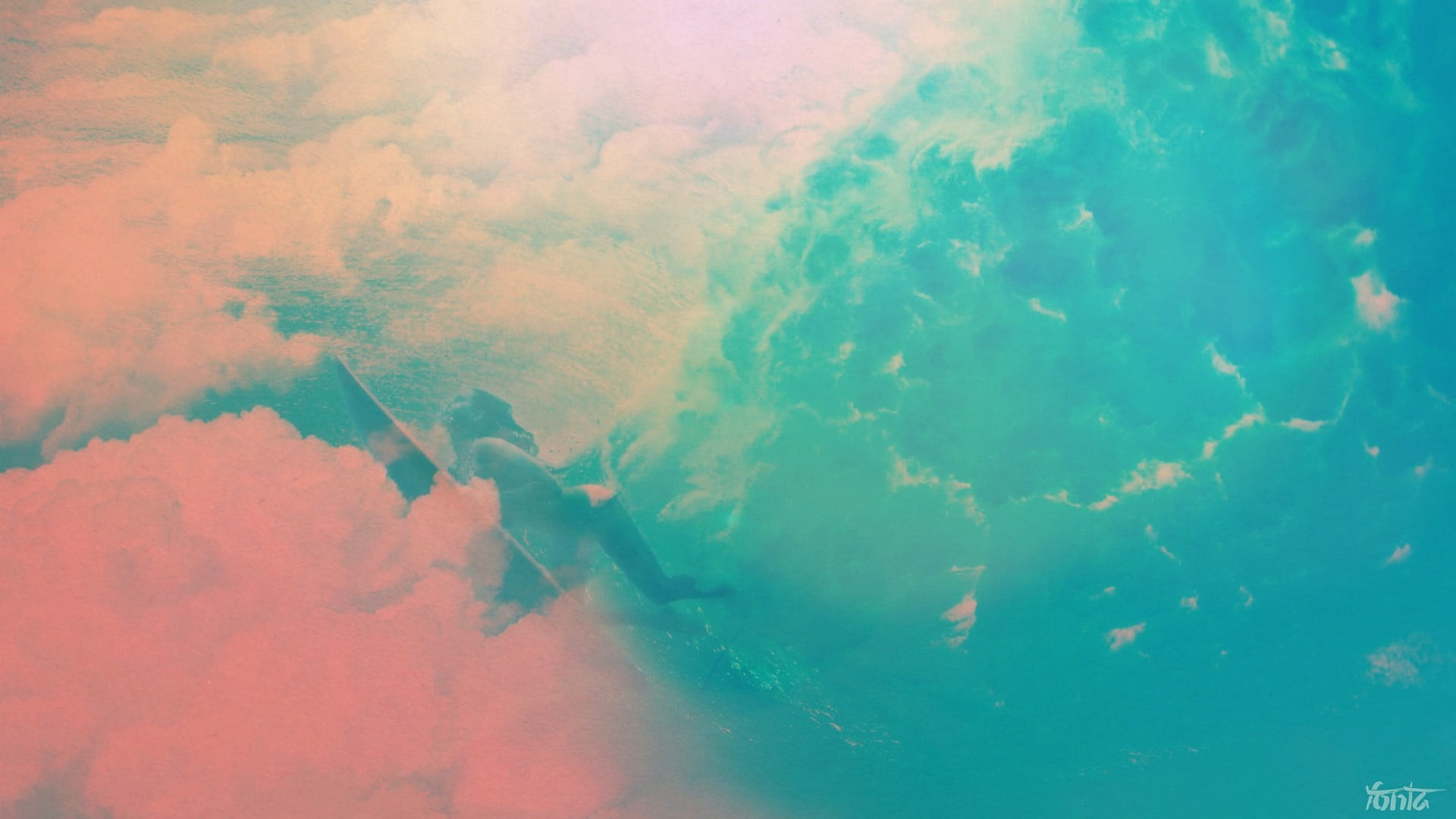 backgrounds, outdoors, abstract, full frame, scenics - nature, sky, motion, sea, beauty in nature, cloudscape, artwork, environment, nature, aerial view, HD Wallpaper