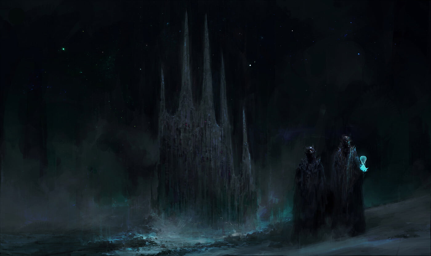 Lich, Chris Cold, fantasy art, hourglasses, castle, 720P, stars, skeleton, HD Wallpaper