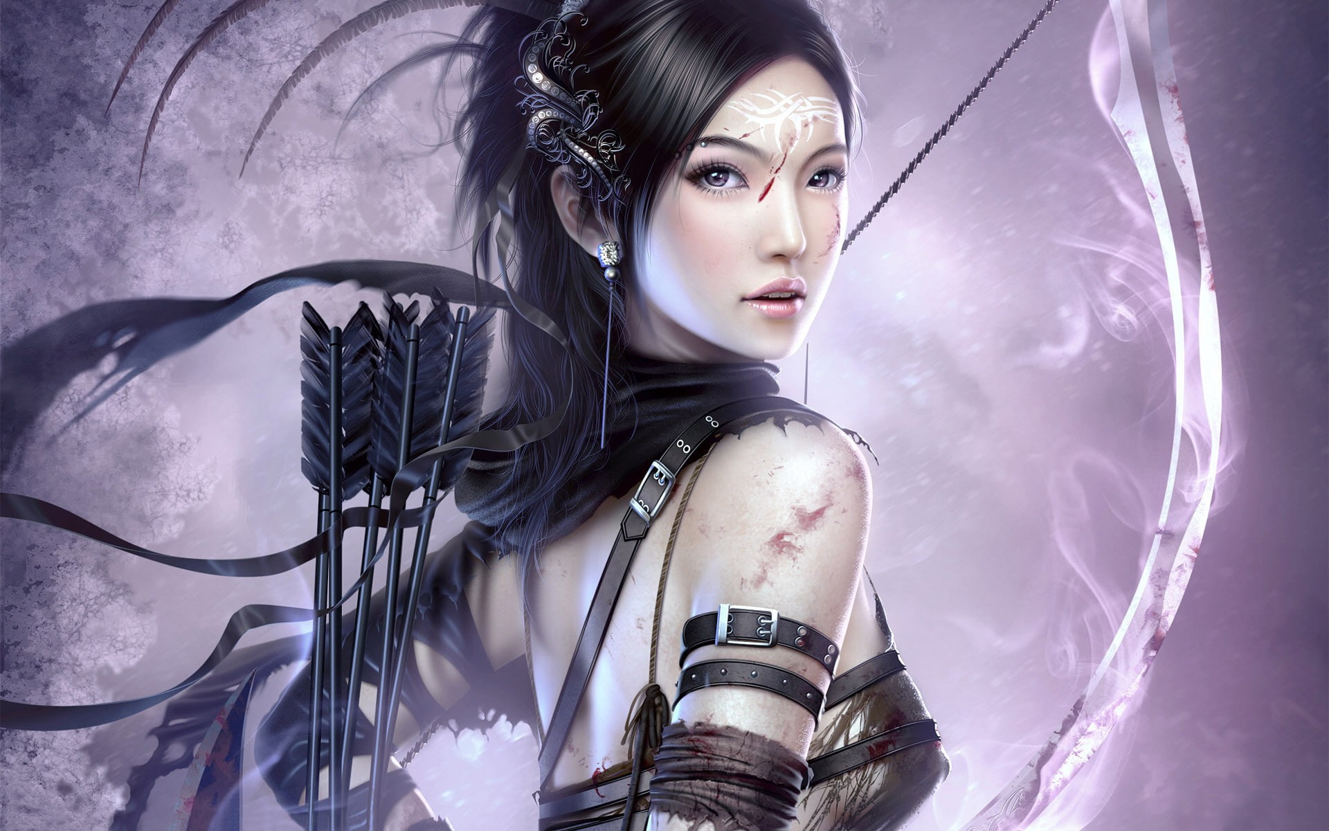 arrows, archer, bow, fantasy girl, 1080P, fantasy art, HD Wallpaper