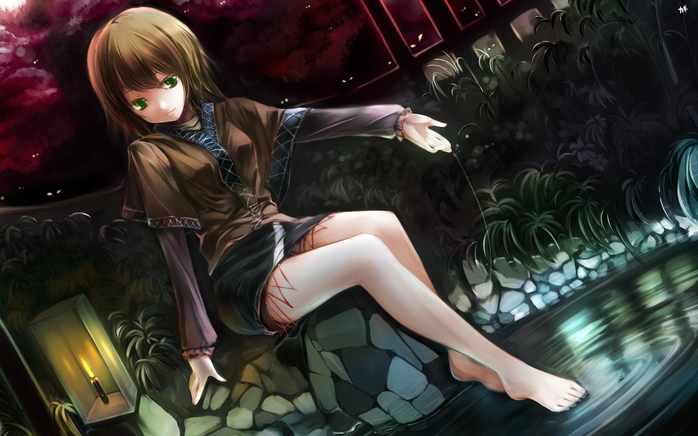 720P, anime, barefoot, brunettes, parsee, mizuhashi, eyes, girls, touhou, green, HD Wallpaper