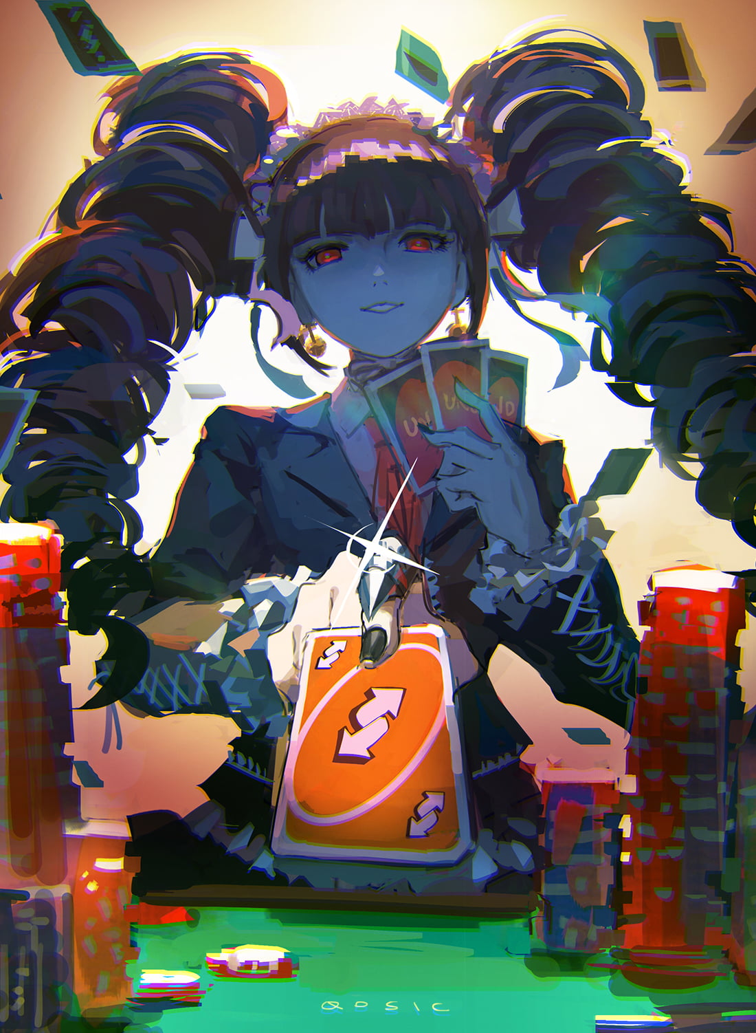 720P, Celestia Ludenberg, gambling, Danganronpa, anime girls, Phone HD Wallpaper