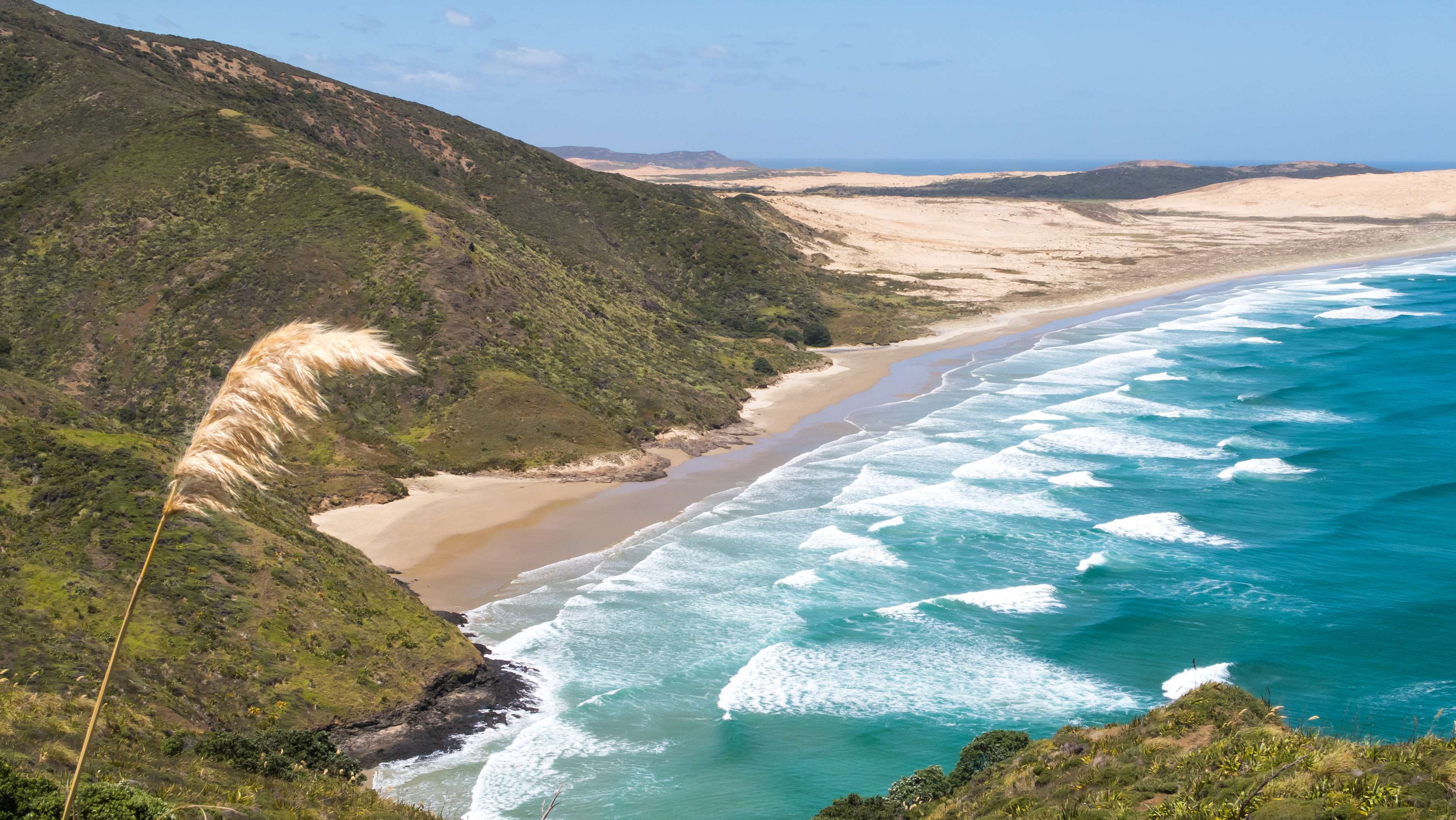 scenics - nature, wave, tranquil scene, cape reinga, headland, rock - object, no people, north island, nature, coastline, 4K, mountain, outdoors, beach, HD Wallpaper