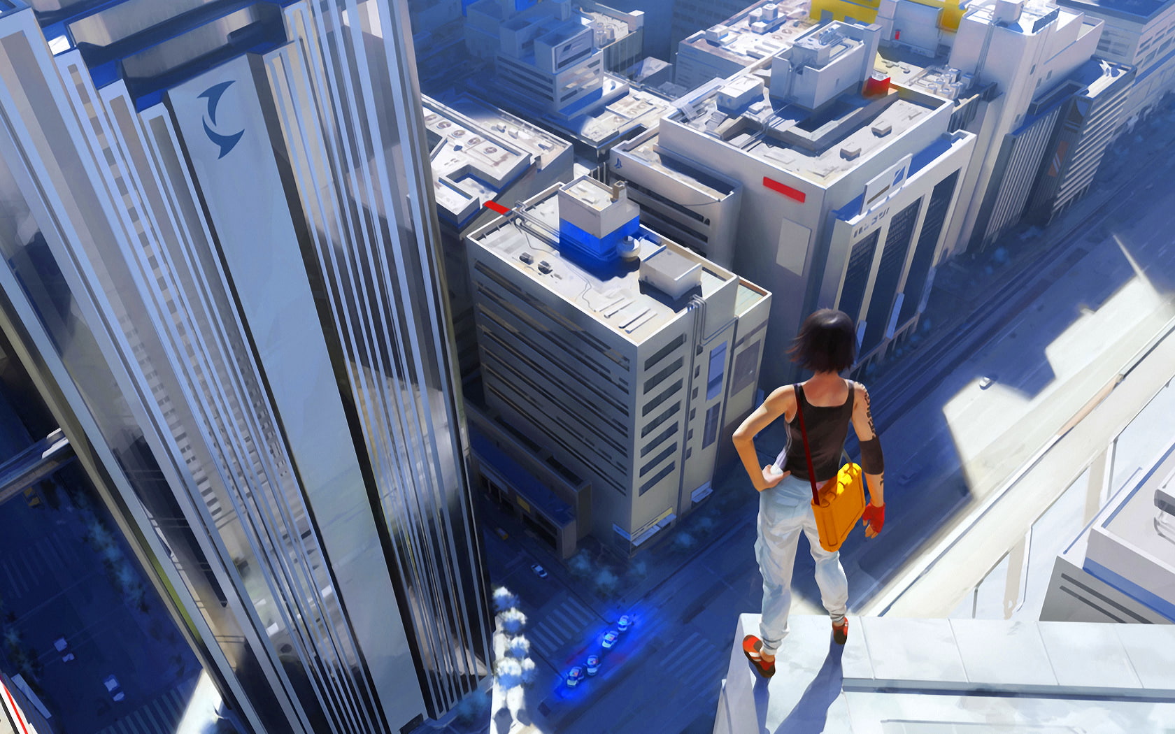 building, real people, built structure, day, working, adult, Mirrors Edge, rear view, railing, full length, building exterior, men, young adult, architecture, HD Wallpaper