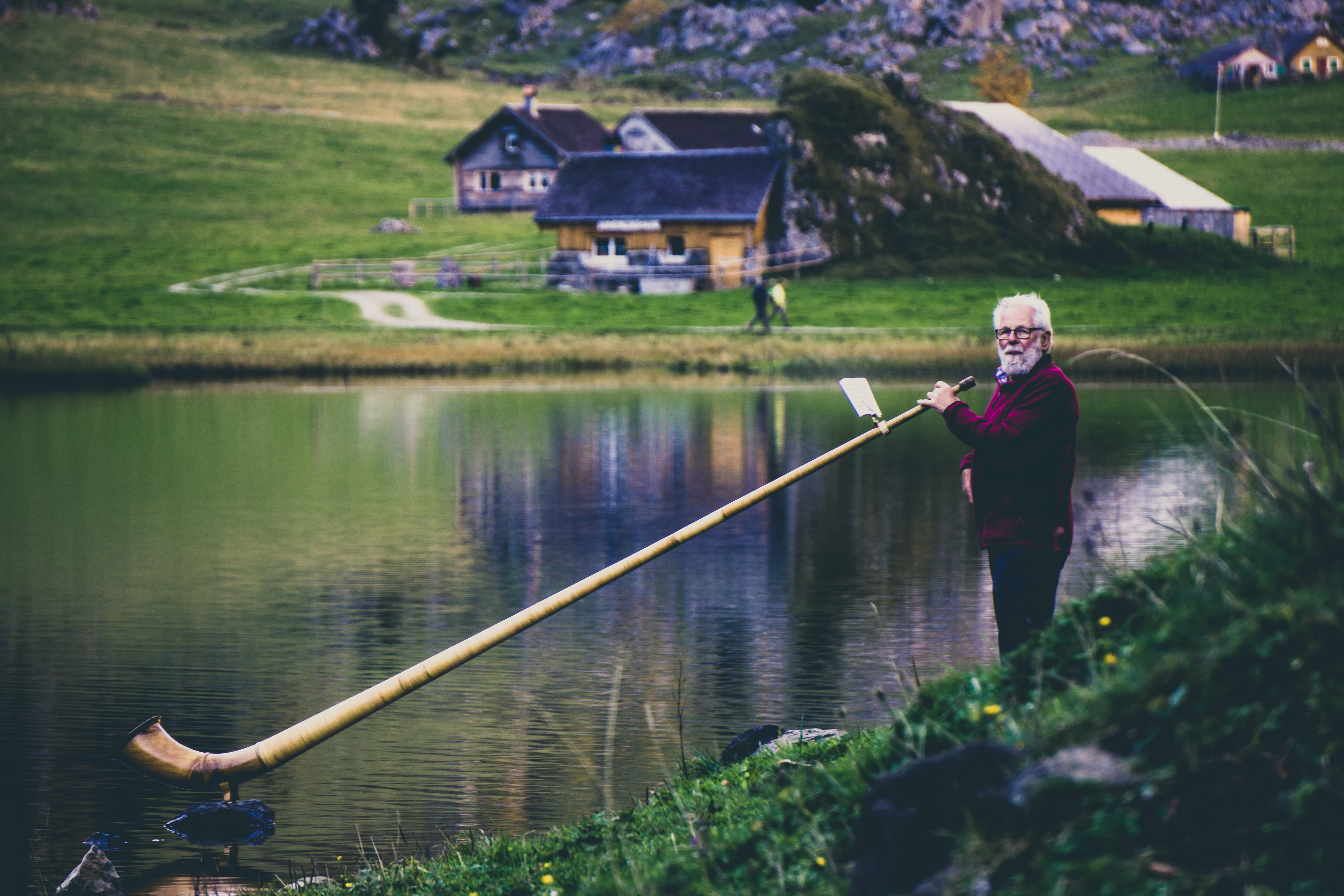 5K, outdoors, architecture, real people, horn, one person, instrument, transportation, day, oar, wind, swiss, lifestyles, elongated, built structure, nature, HD Wallpaper