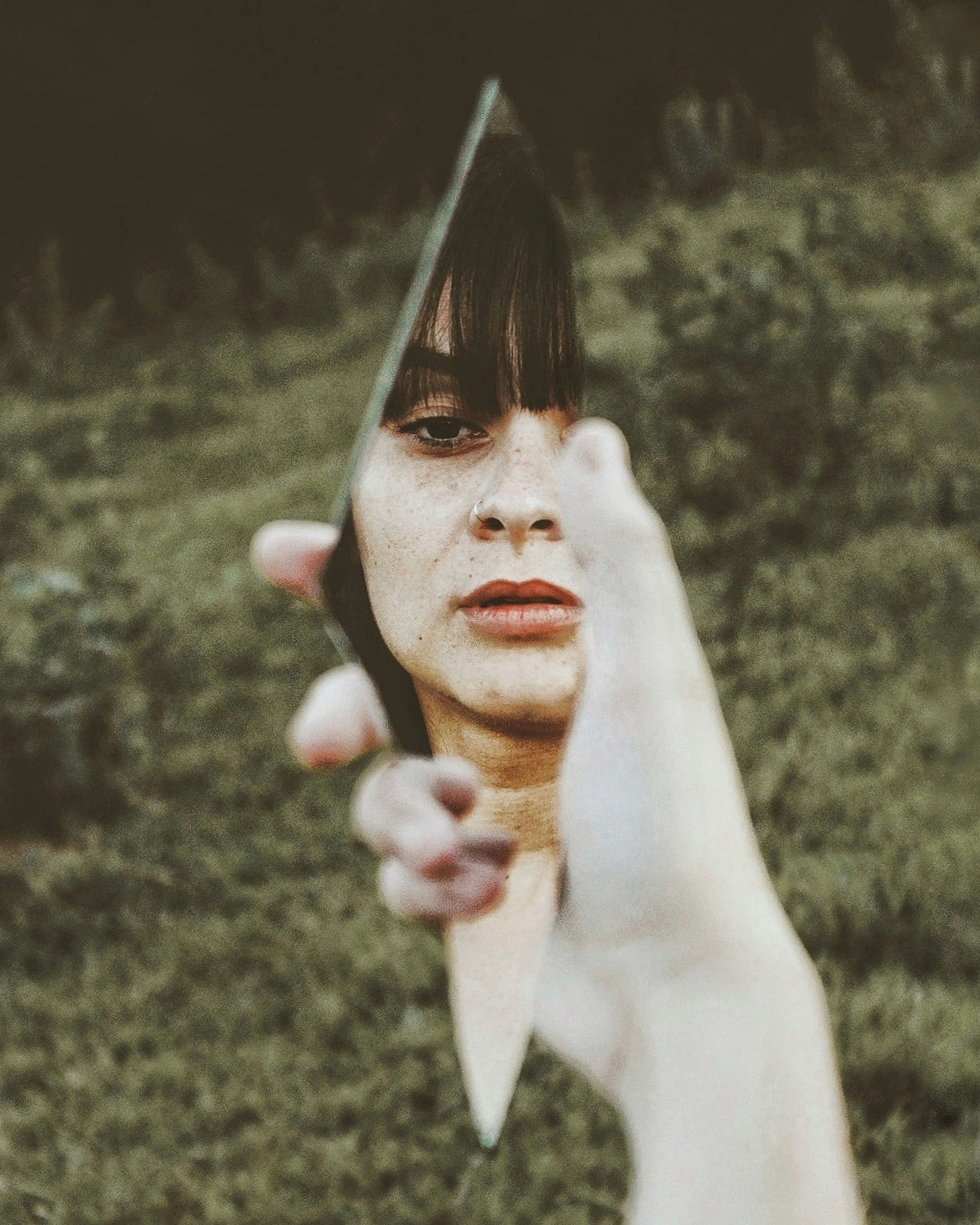 one person, day, broken, woman, front view, model, selective focus, females, leisure activity, focus on foreground, pose, broken glass, adult, aggression, Phone HD Wallpaper