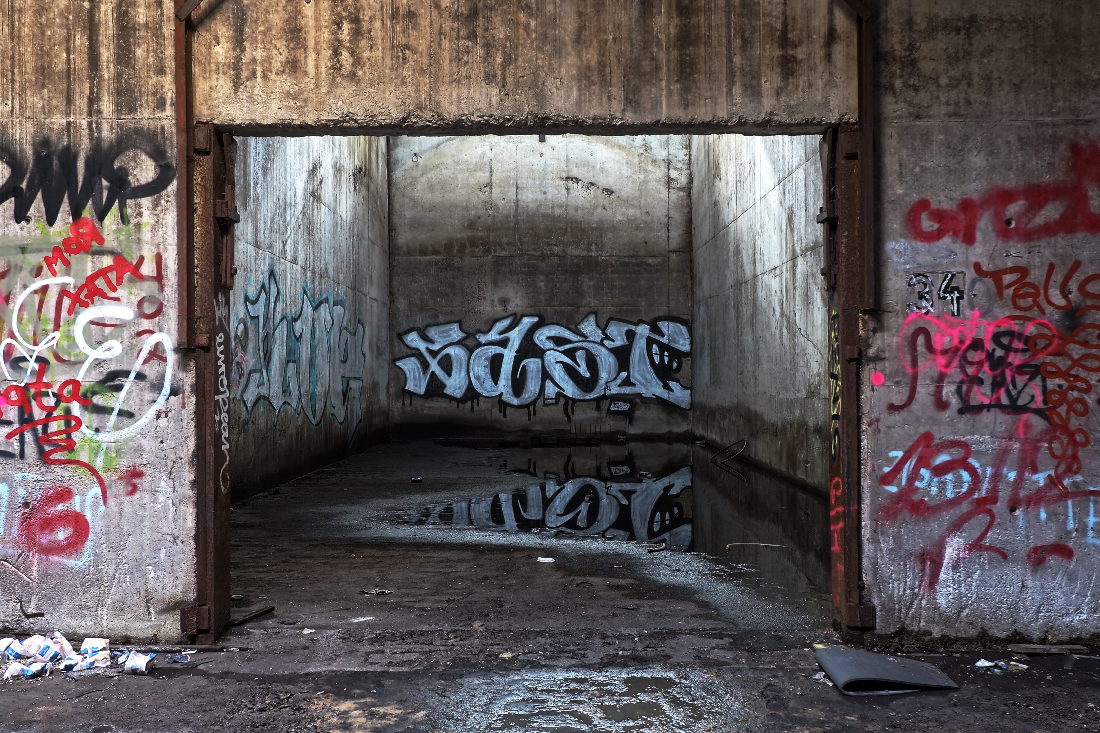 ailing, dark, damaged, hdr, street art, destruction, water, message, forgotten places, lost, outdoors, deterioration, creativity, built structure, break up, HD Wallpaper