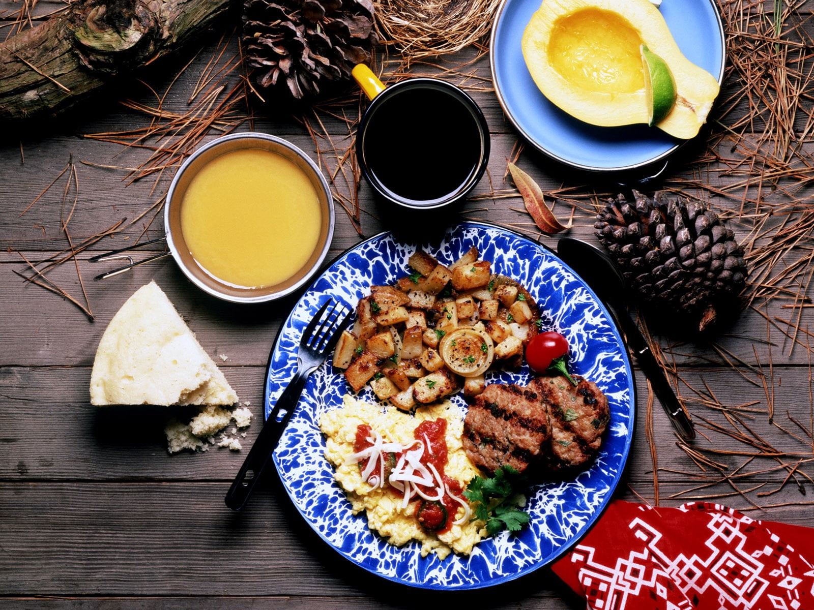 cooking, baked, food, directly above, plate, high angle view, vegetables, food and drink, wellbeing, cooked, ready-to-eat, drink, wood - Material, tasty, HD Wallpaper