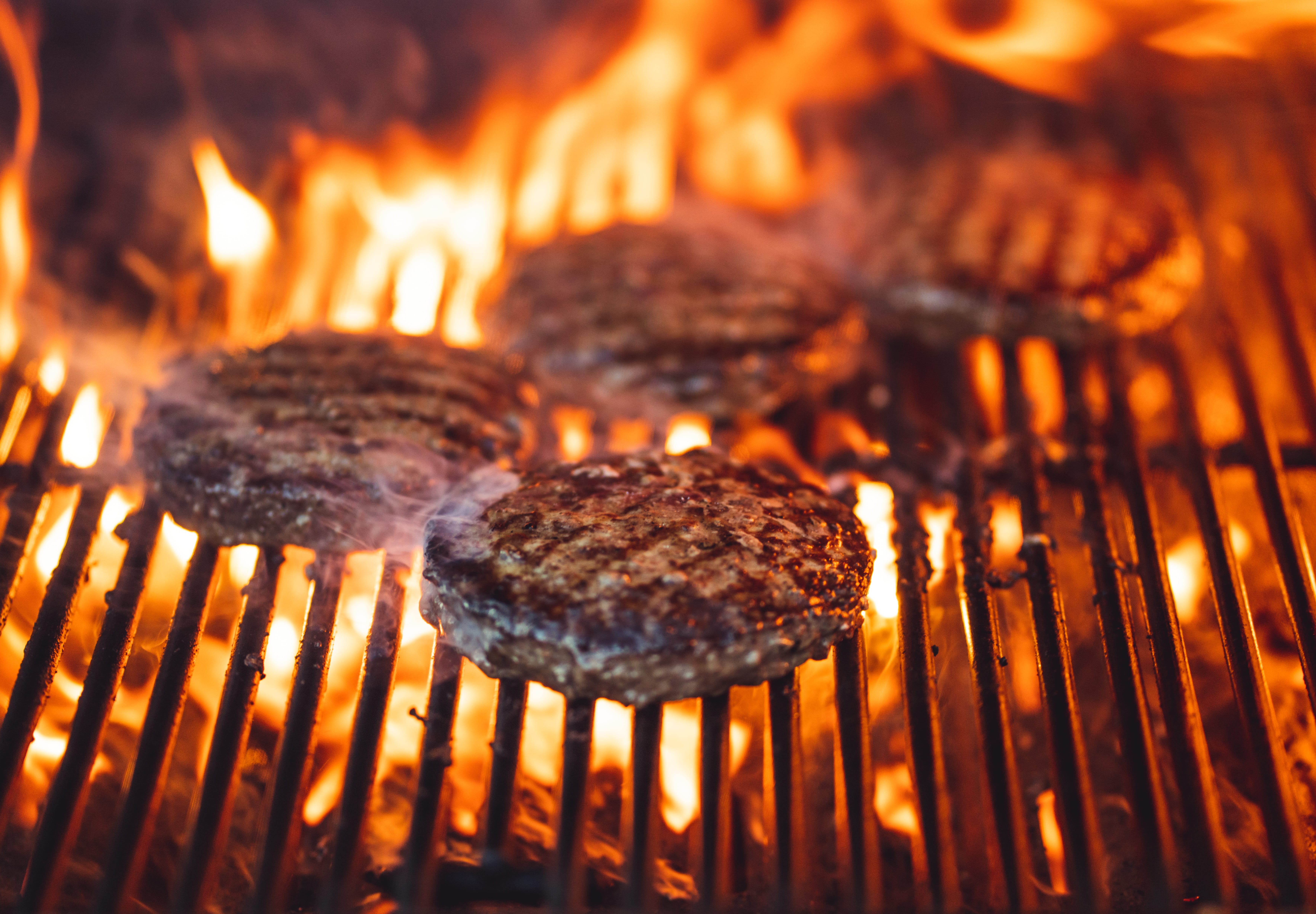 fire, heat - temperature, flame, burnt, wood, barbecue grill, snack, burger, orange color, nature, no people, burning, wood - material, barbecue, preparation, HD Wallpaper