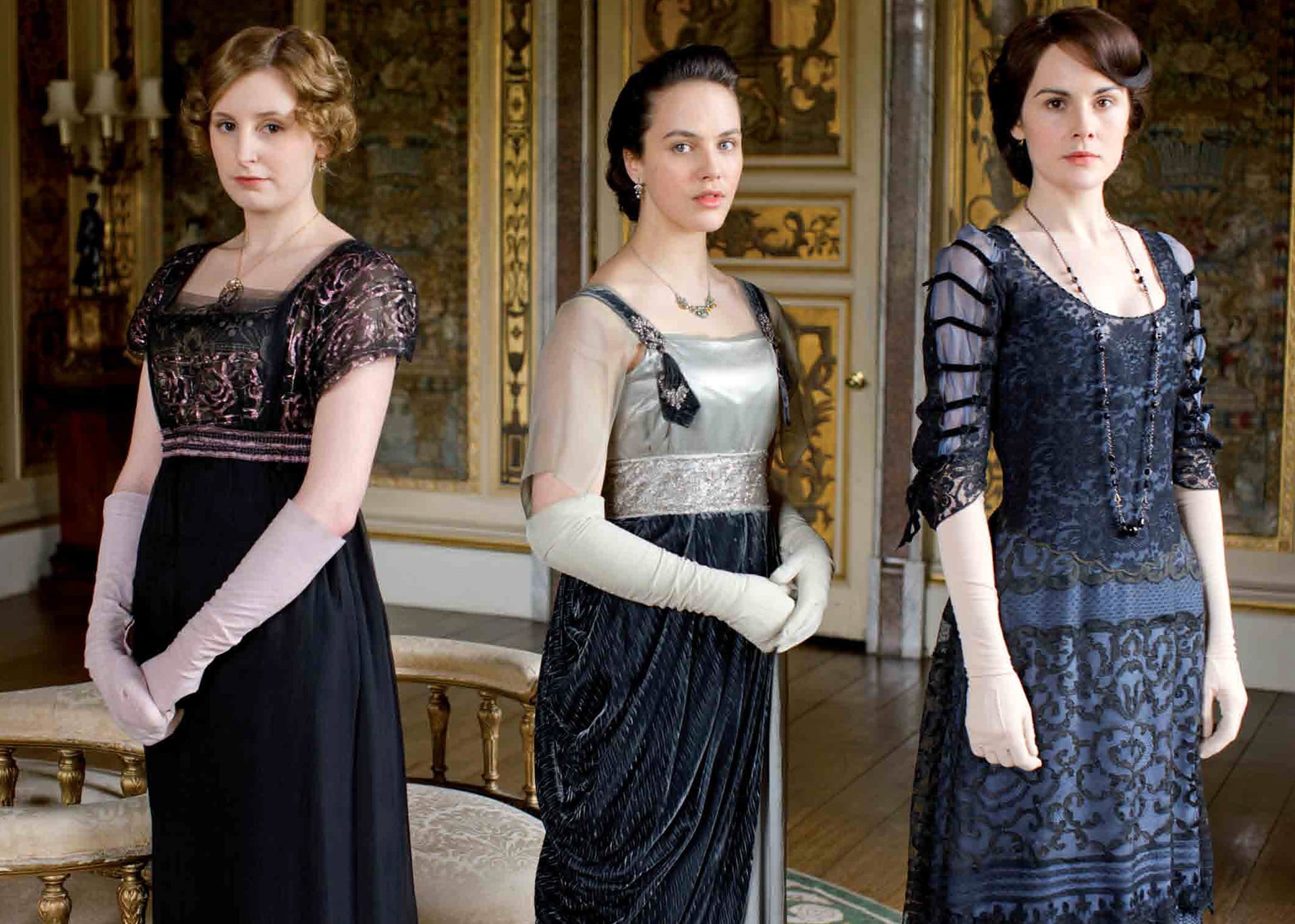 actress, characters, 1080P, Michelle Dockery, Downton Abbey, the series, Sybil Crawley, Mary Crowley, Jessica Brown Findlay, Laura Carmichael, Edith Crawley, HD Wallpaper