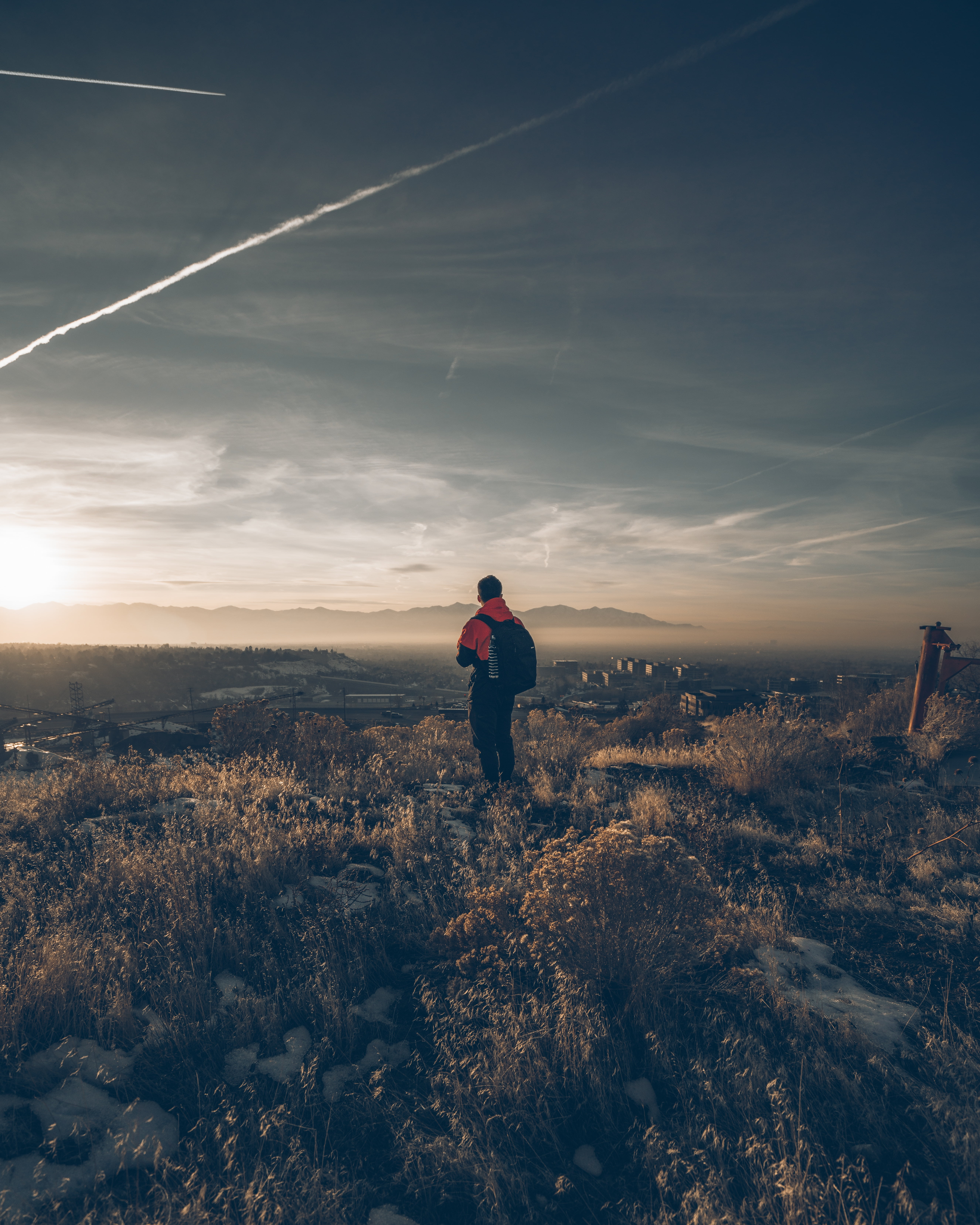 sunset, silhouette, success, tranquil scene, summer, nature, hiking, environment, one Person, full length, mountain, morning, non-urban scene, leisure activity, Phone HD Wallpaper