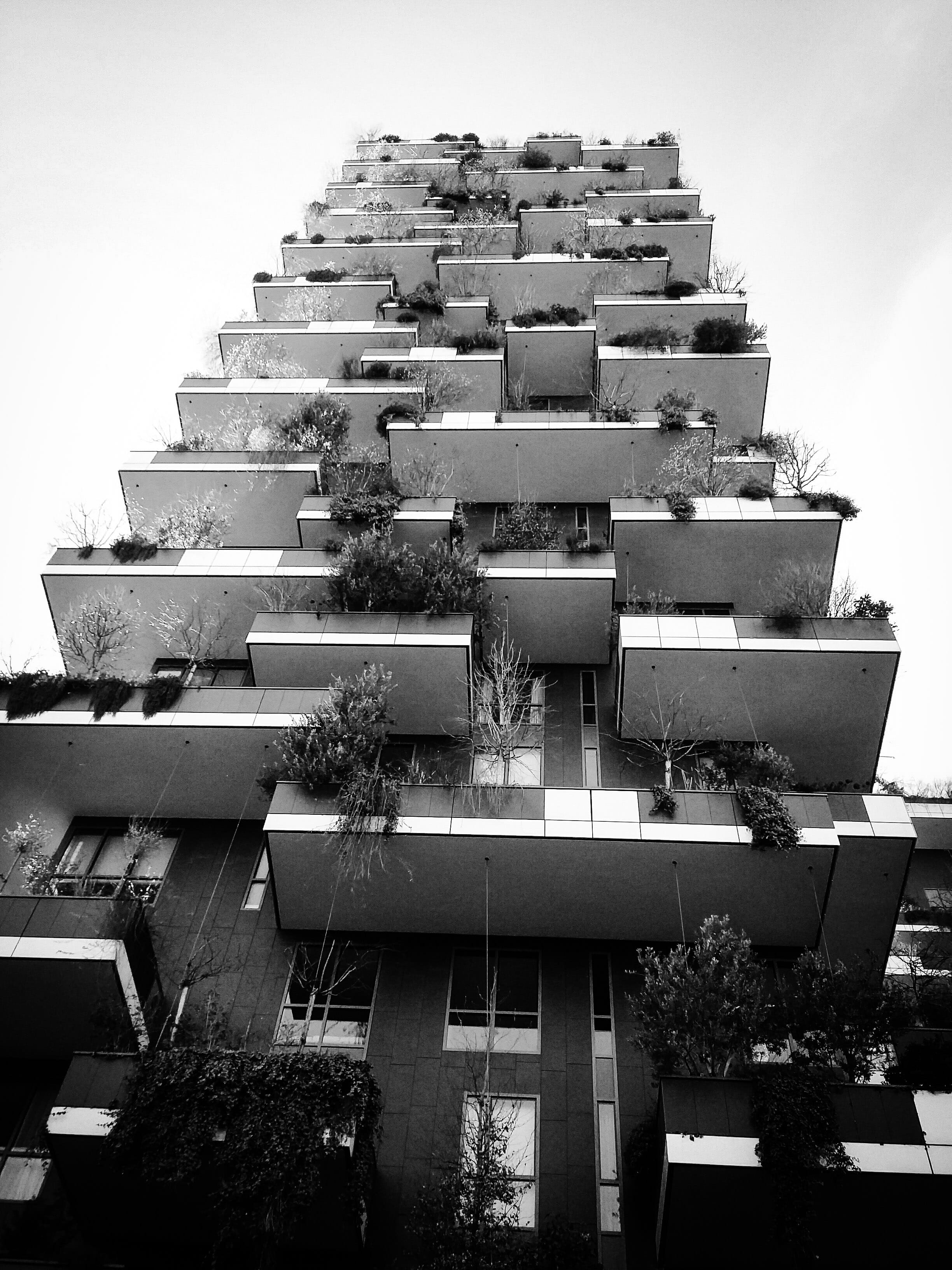 Milan, staircase, building, built structure, low angle view, skyscraper, garibaldi, building exterior, nature, roof, piazza gae aulenti, City, plant, place of worship, Phone HD Wallpaper