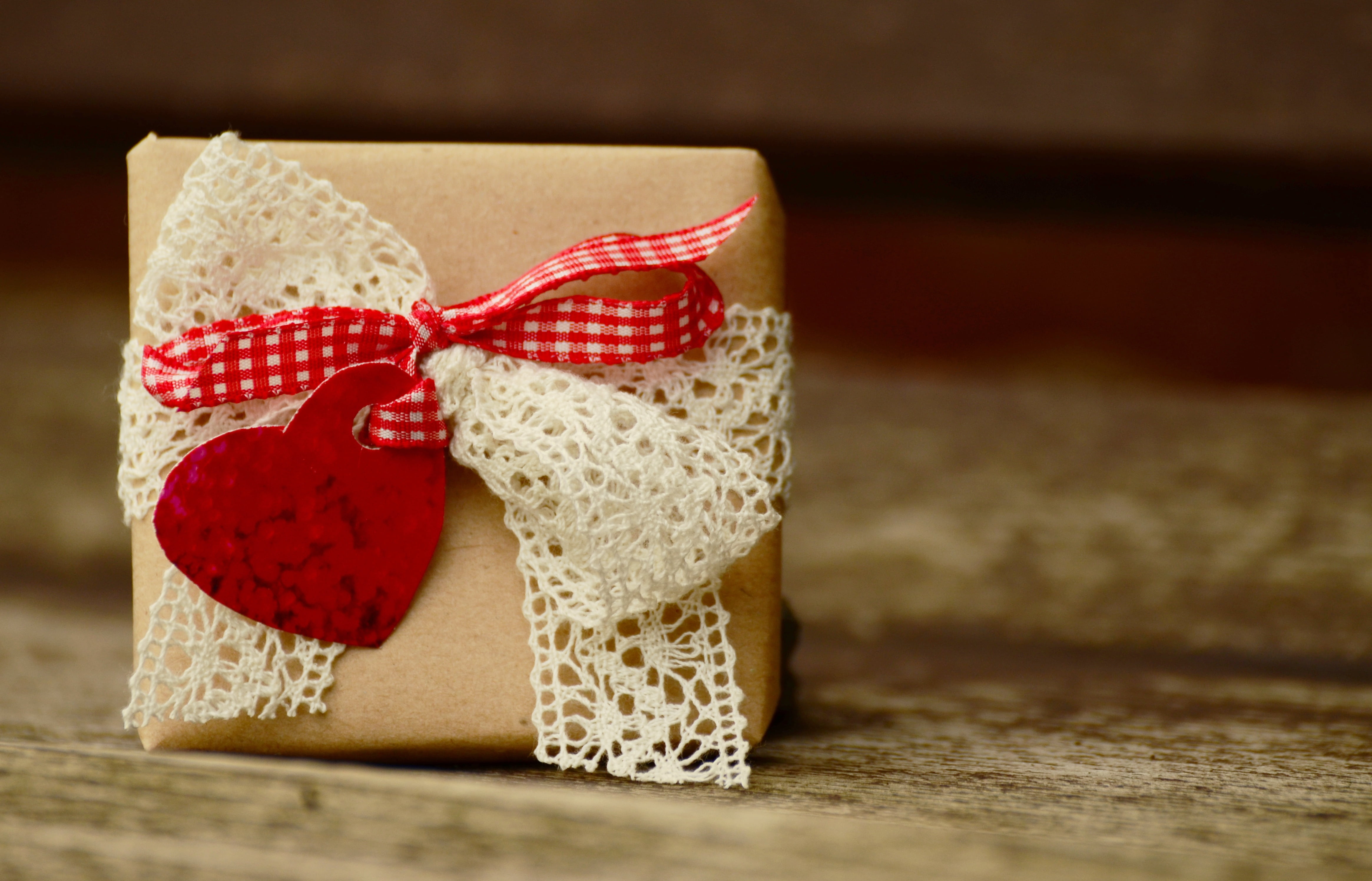 ribbon, birthday, candle, gift box, wrapping paper, give away, mothers day, no people, red, packaging, selective focus, 4K, indoors, white, wood - Material, HD Wallpaper