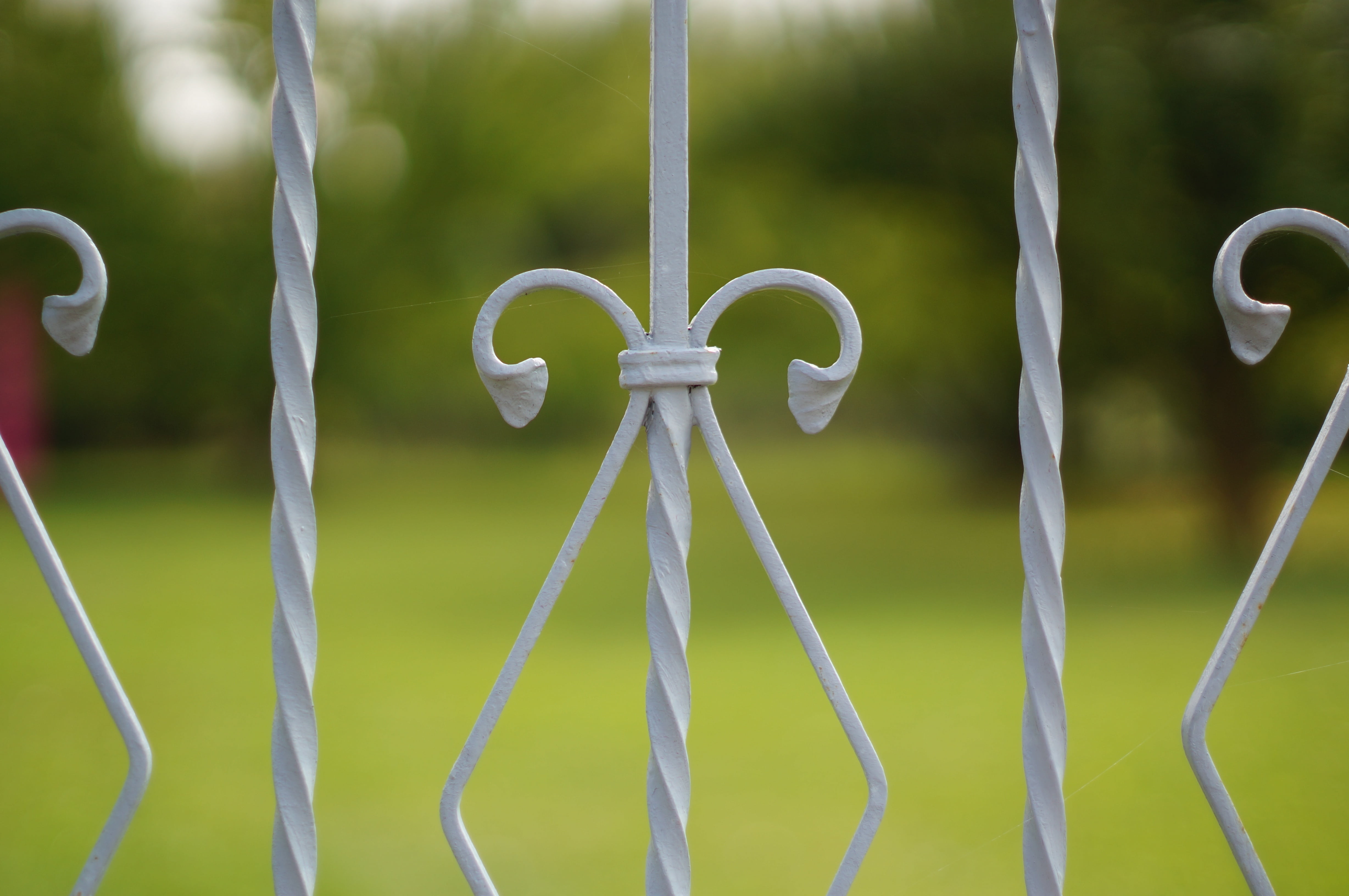 iron, boundary, metal, white color, fence, iron construction, day, close-up, no people, outdoors, pattern, security, field, garden, protection, safety, HD Wallpaper