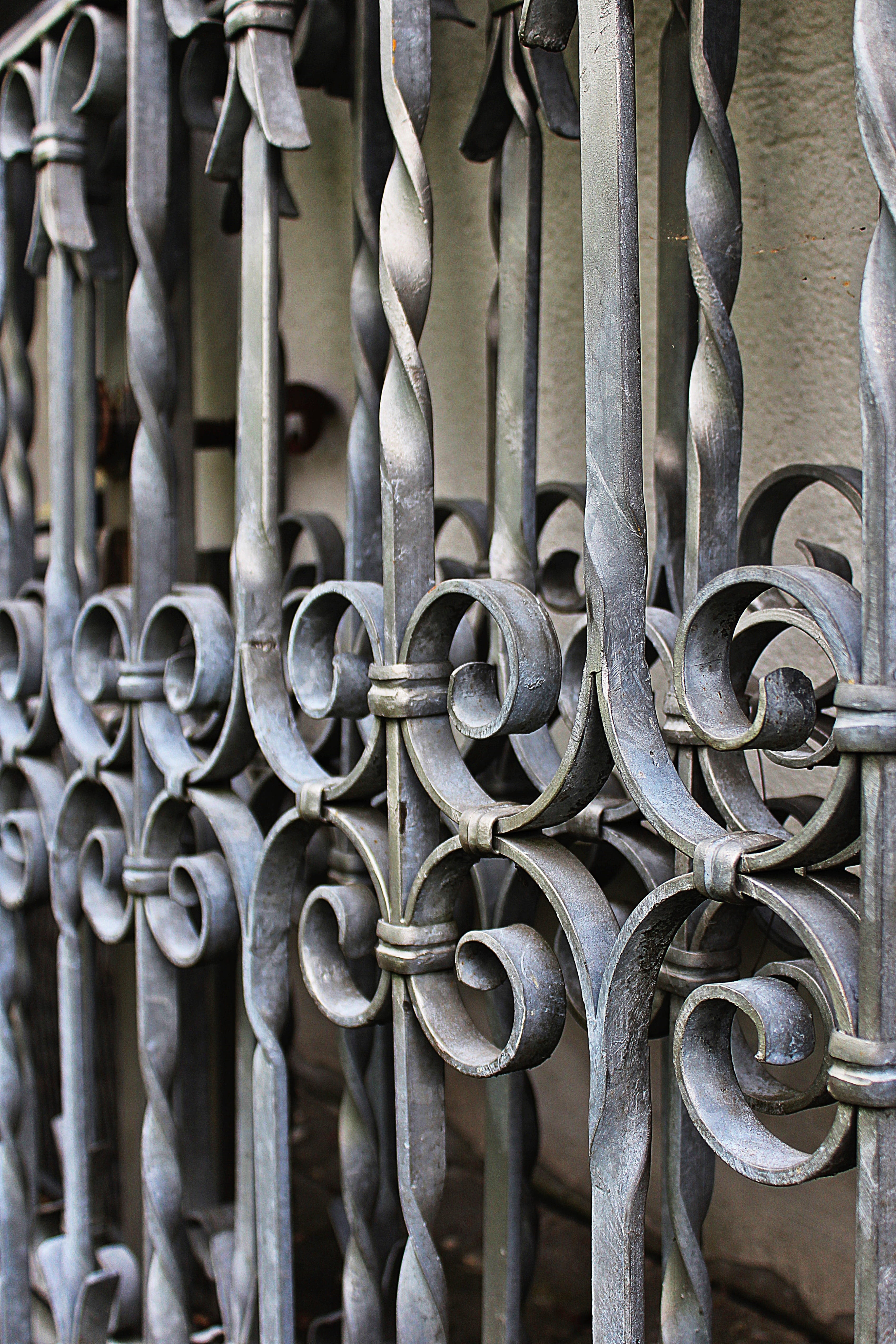 close-up, form, backgrounds, ornate, iron, boundary, curlicue, Metal, iron - metal, no people, fence, security, detail, metal gate, safety, outdoors, day, Phone HD Wallpaper