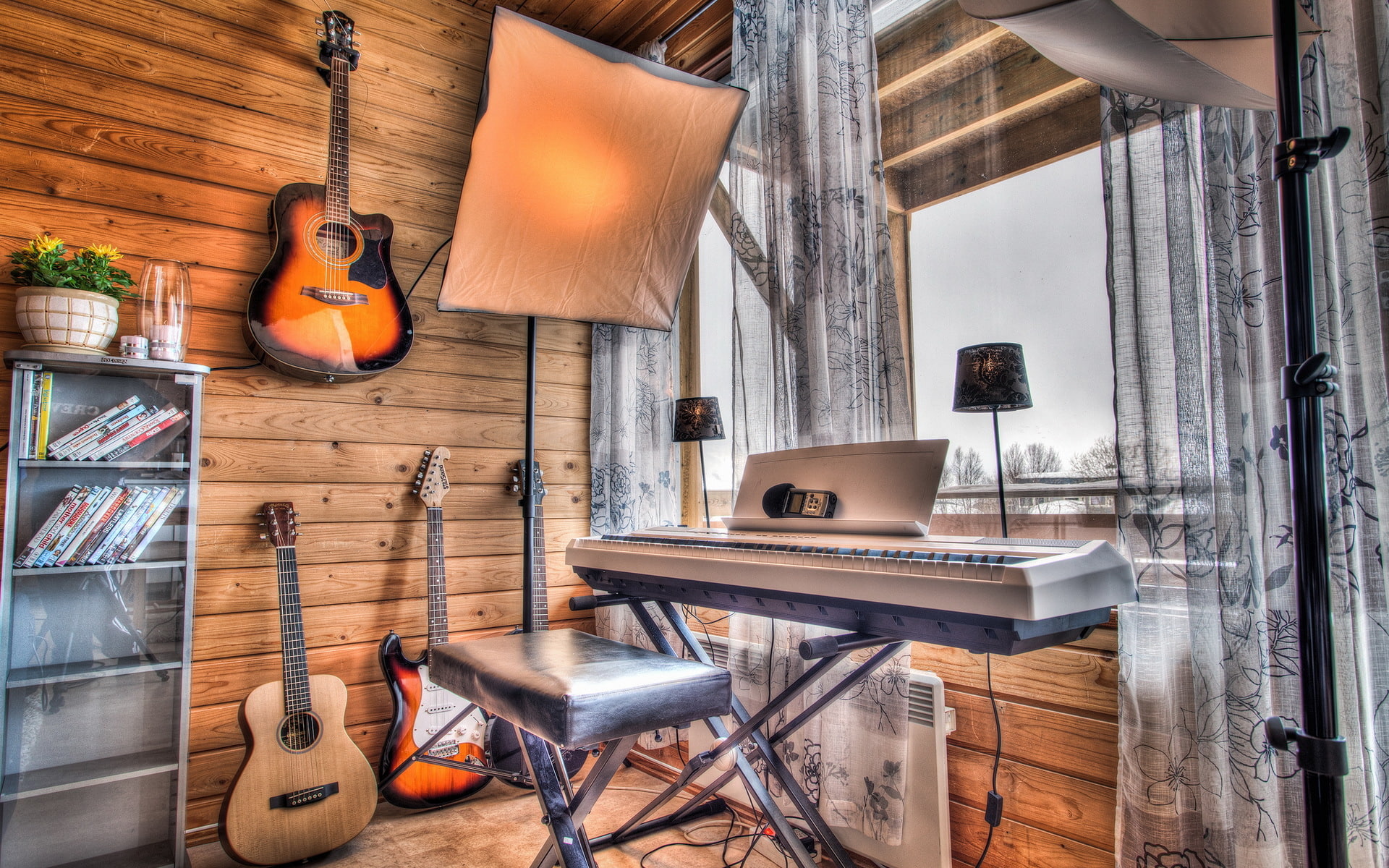 1080P, guitar, music, background, instrumento, HD Wallpaper