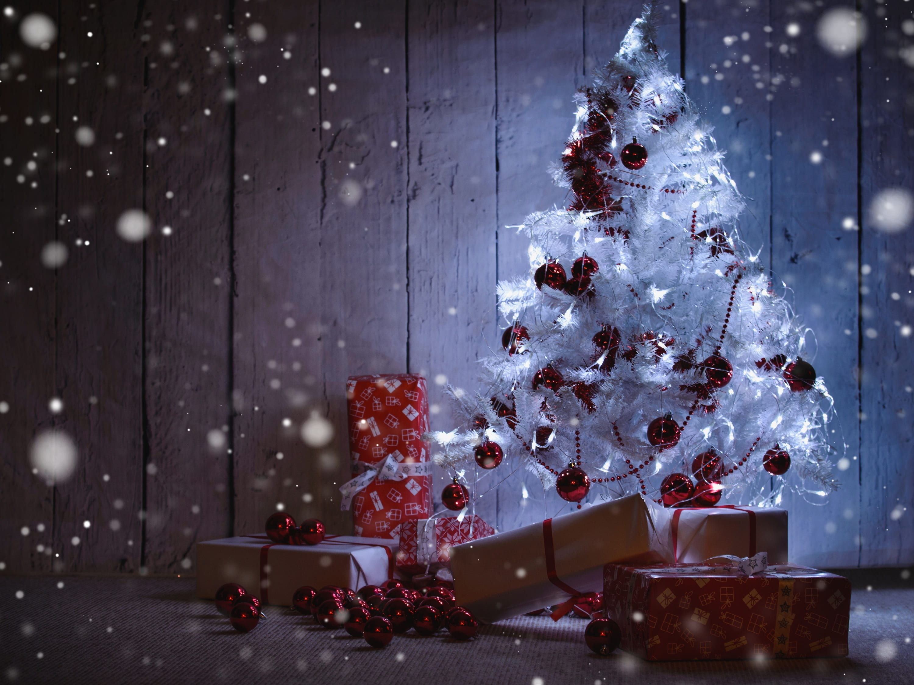 snowing, decorative, ice, snowfall, christmas decorations, seasonal, noble, firmly, 2K, winter, texture, flake, indoors, still life, plant, light string, HD Wallpaper