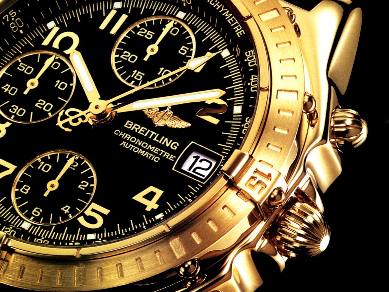 no people, equipment, time, Gold, clock face, technology, wristwatch, personal accessory, gold colored, breitling, 720P, colored, Watch, close-up, minute hand, HD Wallpaper