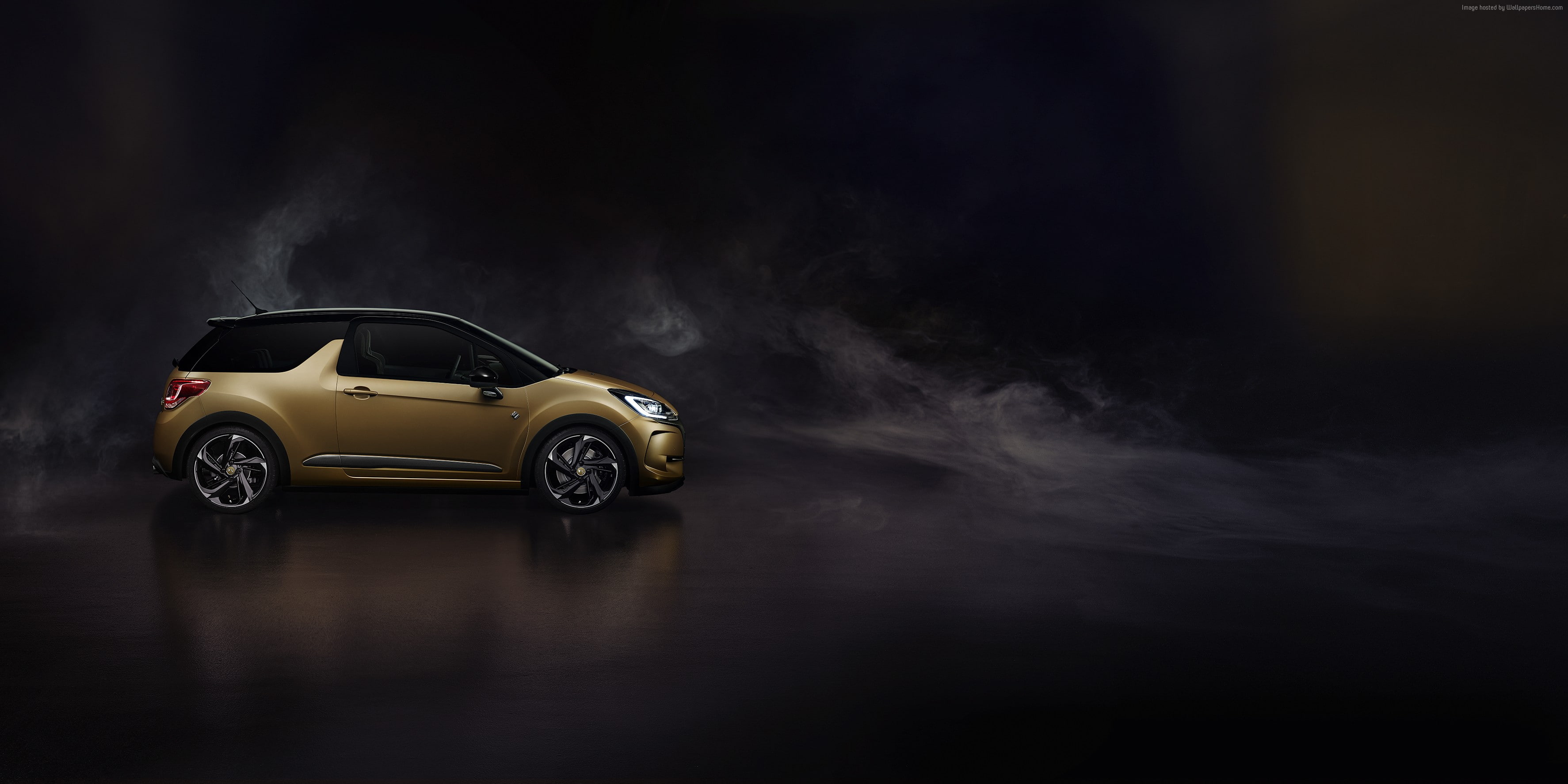 indoors, sports car, rain, black background, 2K, mode of transportation, Geneva Auto Show 2016, motion, wet, DS 3 Performance " BRM Chronographes", luxury, HD Wallpaper