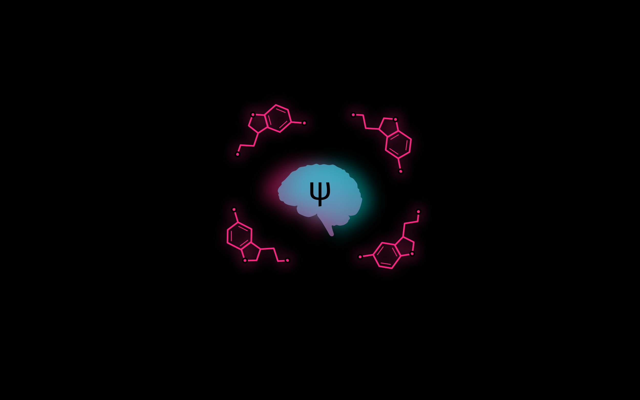 anatomy, particle, dark background, psychological, chemistry, cyan, brain, magenta, black background, biology, 1080P, minimalism, chemical structures, HD Wallpaper