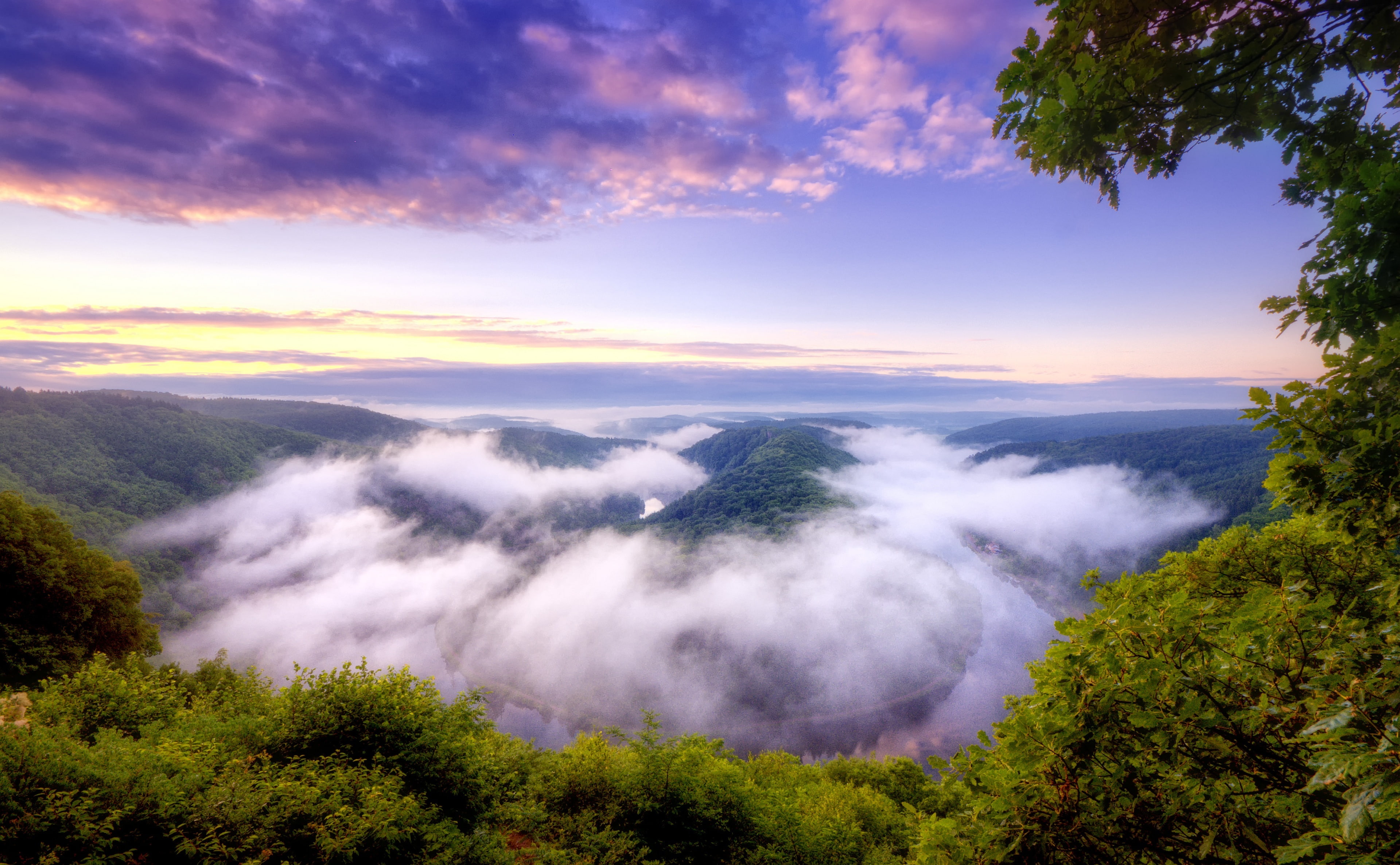 environment, cloudscape, landscape, tree, tranquil scene, water, scenics - nature, River, tranquility, cloud - sky, trees, green, Saar, leafed, outdoors, HD Wallpaper