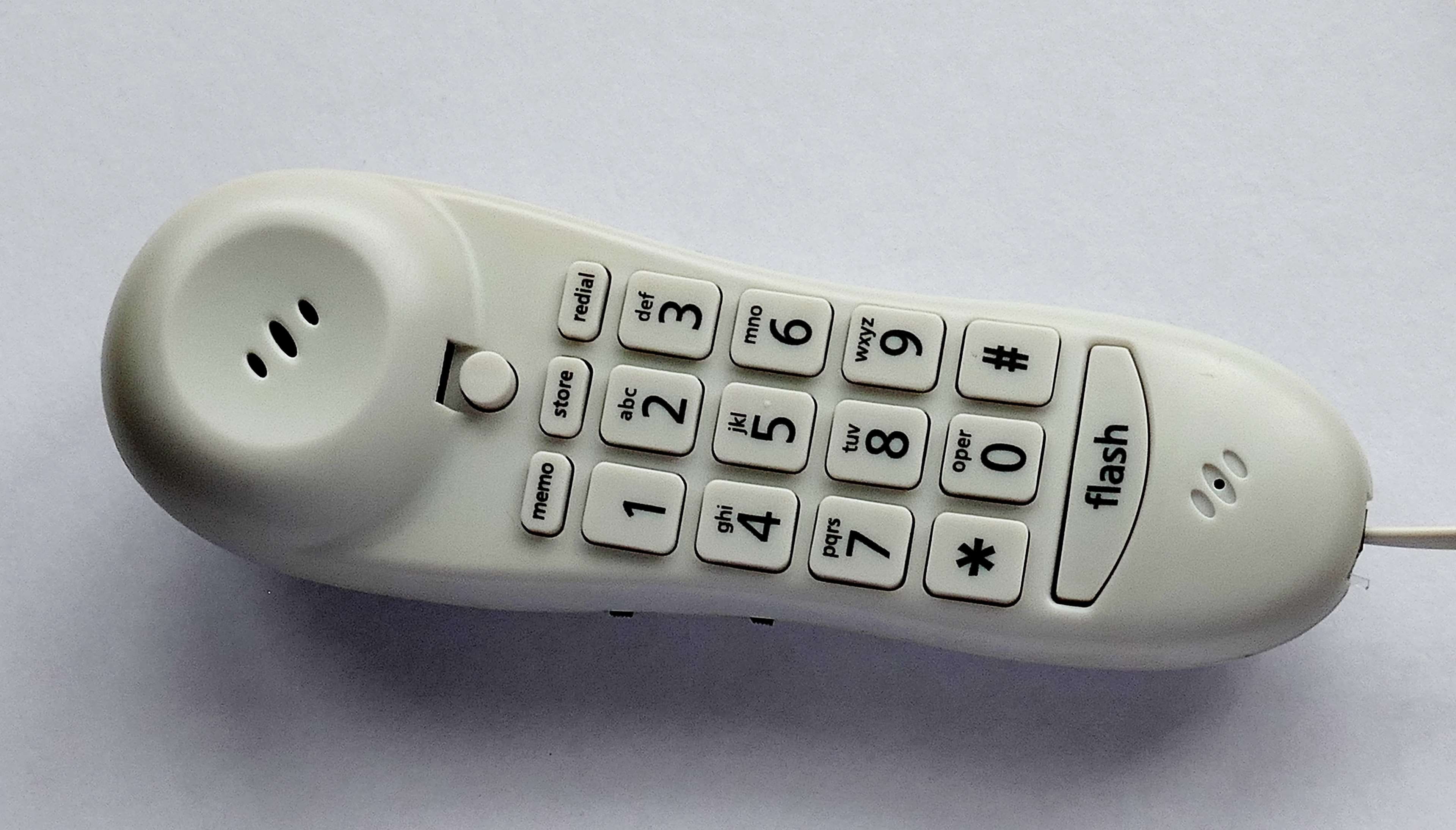 high angle view, electronics, old, number, cut out, wired, buttons, handset, technology, push button, still life, western script, indoors, tech, white background, HD Wallpaper
