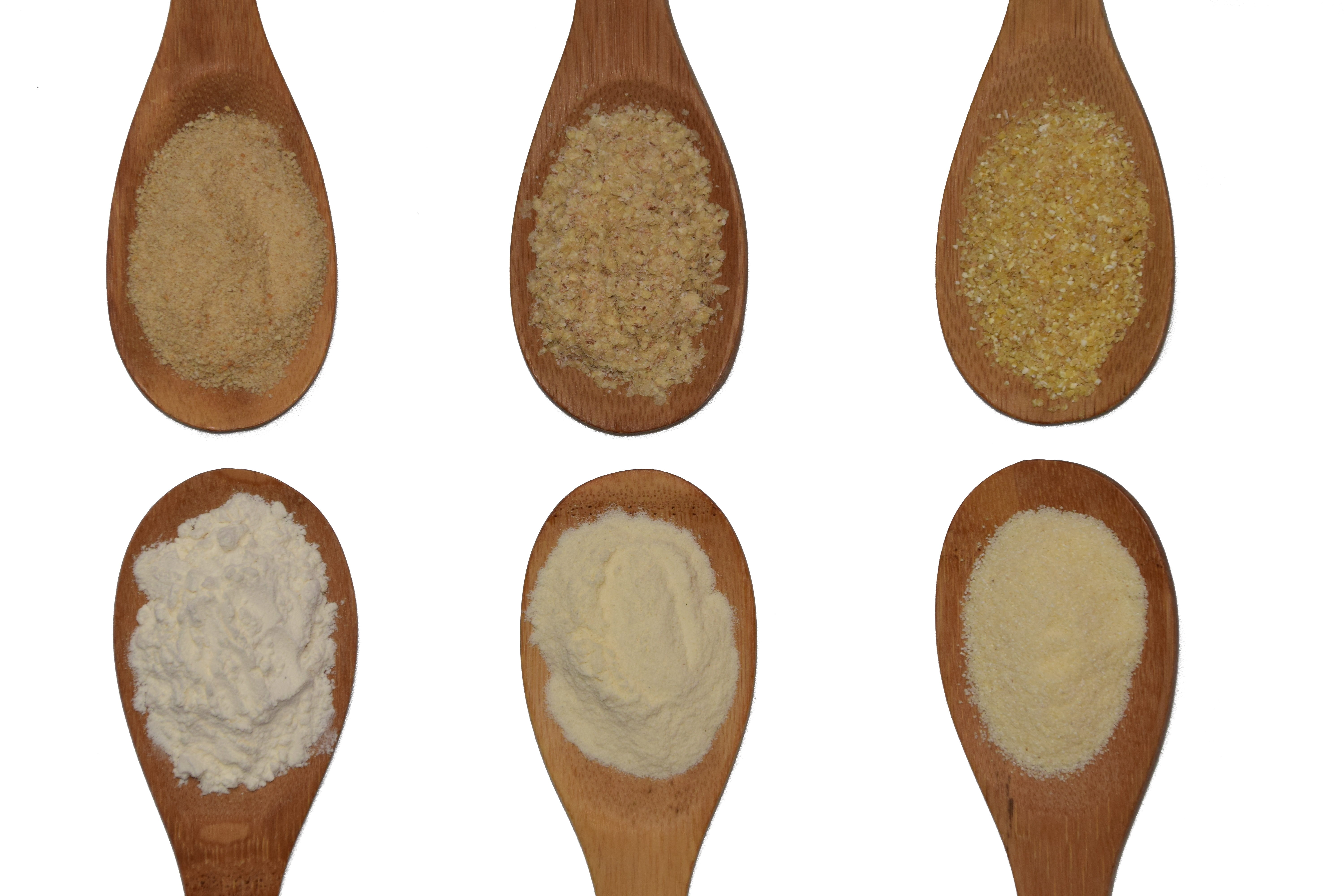 panoramic, bread crumbs, different flours, spoon, white background, choice, spices, types of flour, bake, wooden, still life, wood - material, eating utensil, HD Wallpaper