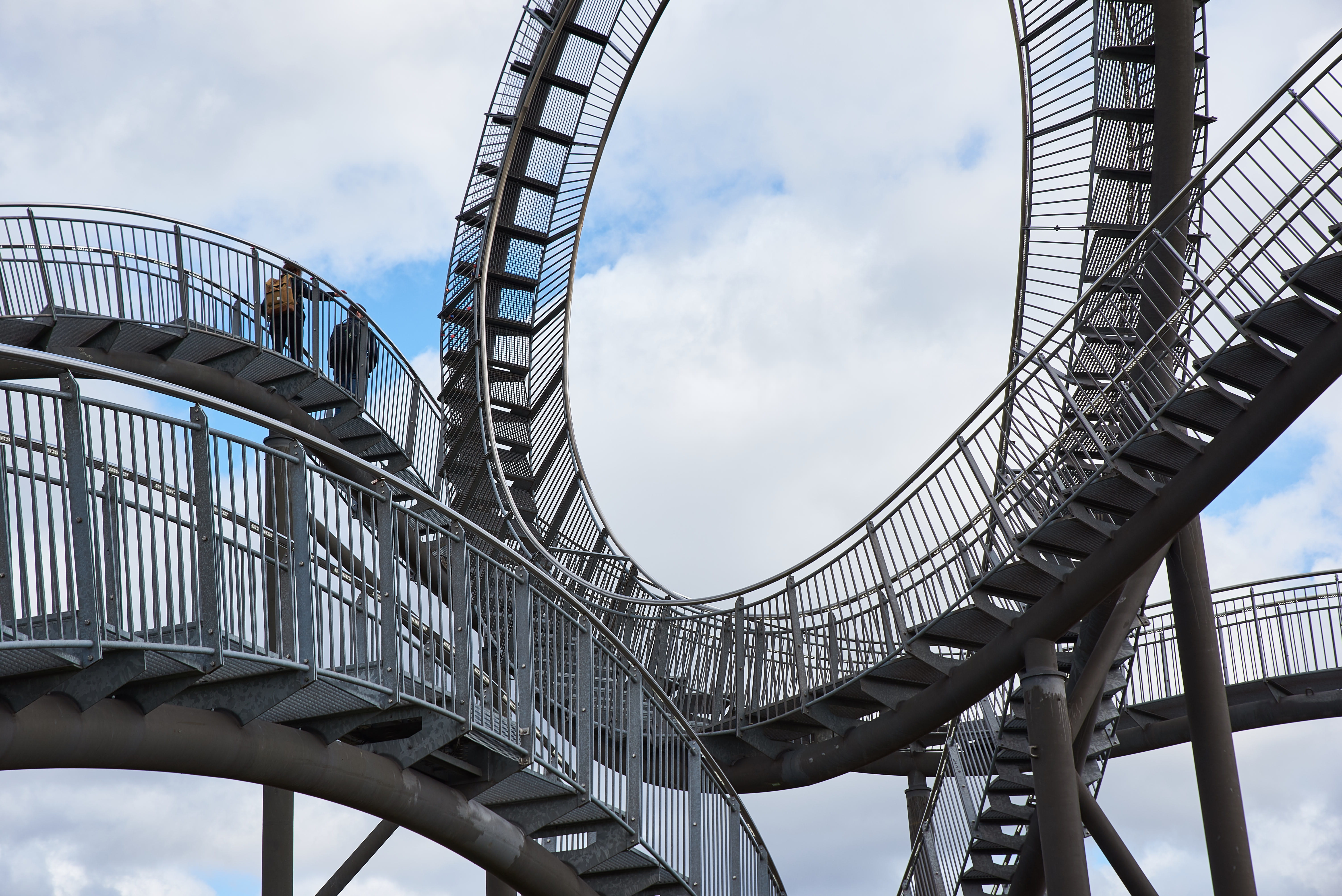 magic mountain, outdoors, art, nature, art installation, sculpture, zinc, rollercoaster, germany, tiger and turtle, railing, bridge - man made structure, HD Wallpaper