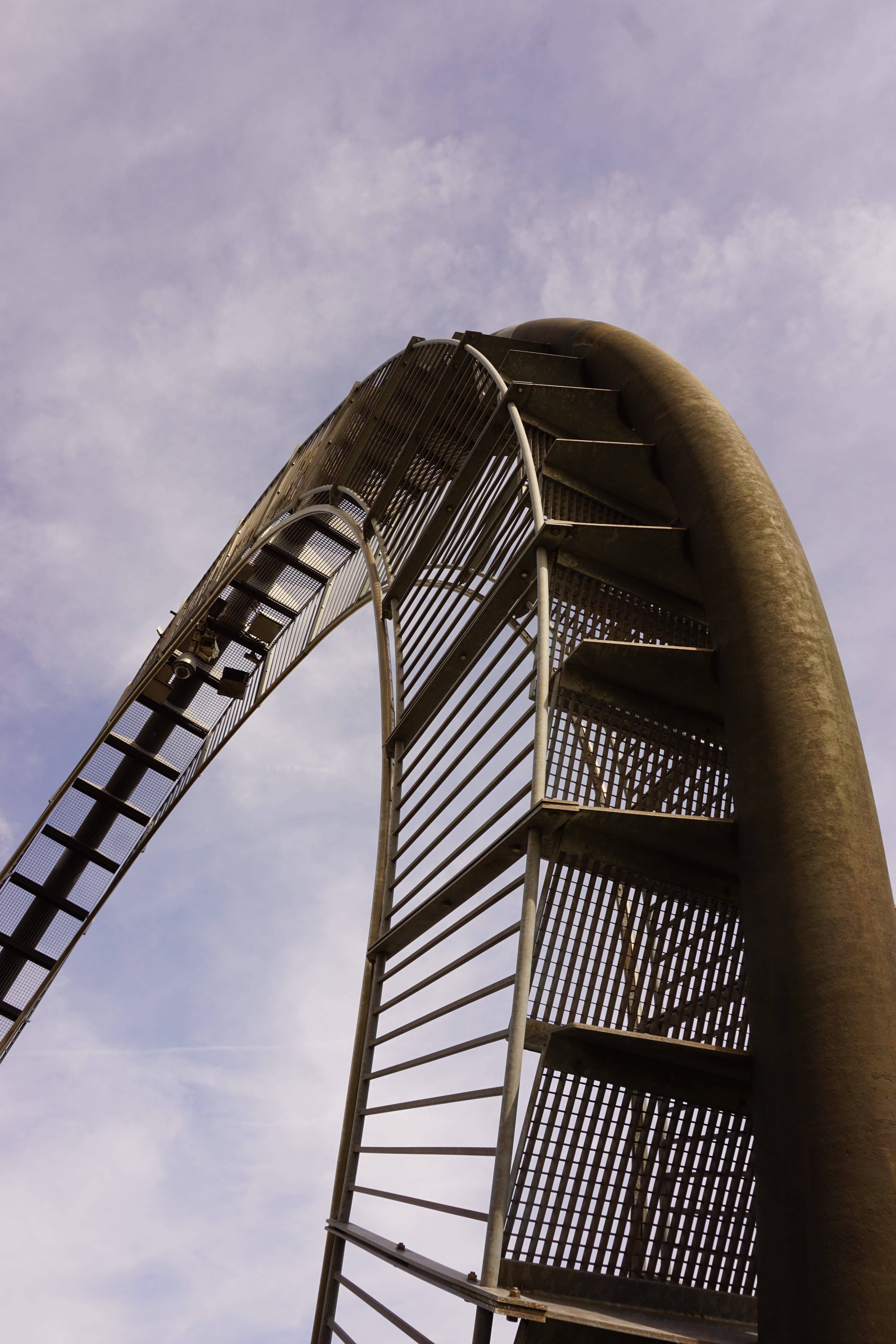 ruhr area, no people, modern, tower, railing, sky, building exterior, building, pattern, cloud - sky, office building exterior, staircase, outdoors, architecture, Phone HD Wallpaper