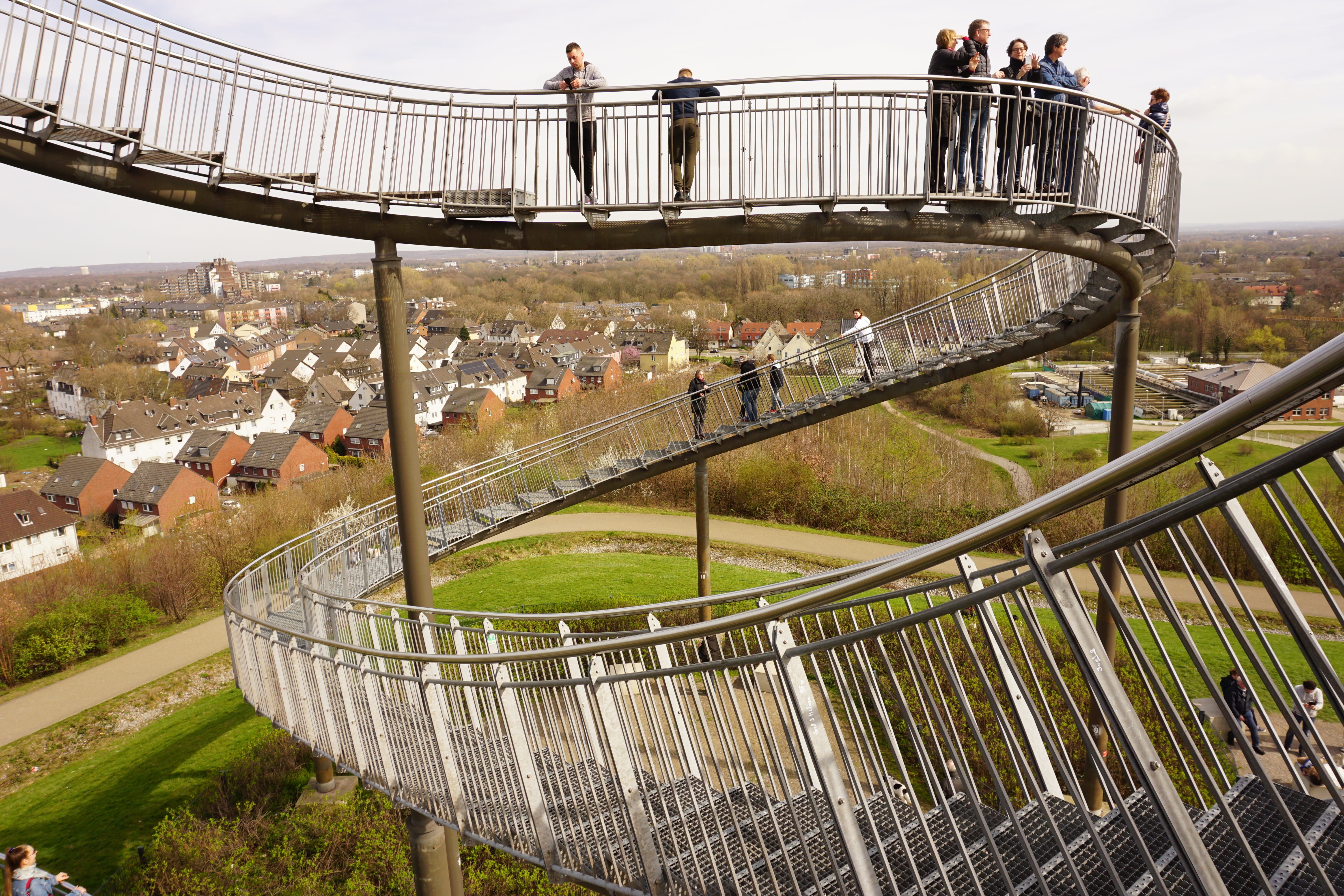 city, men, mining, connection, lifestyles, women, people, footbridge, real people, day, leisure activity, industrial park, adult, landscape park, duisburg, HD Wallpaper