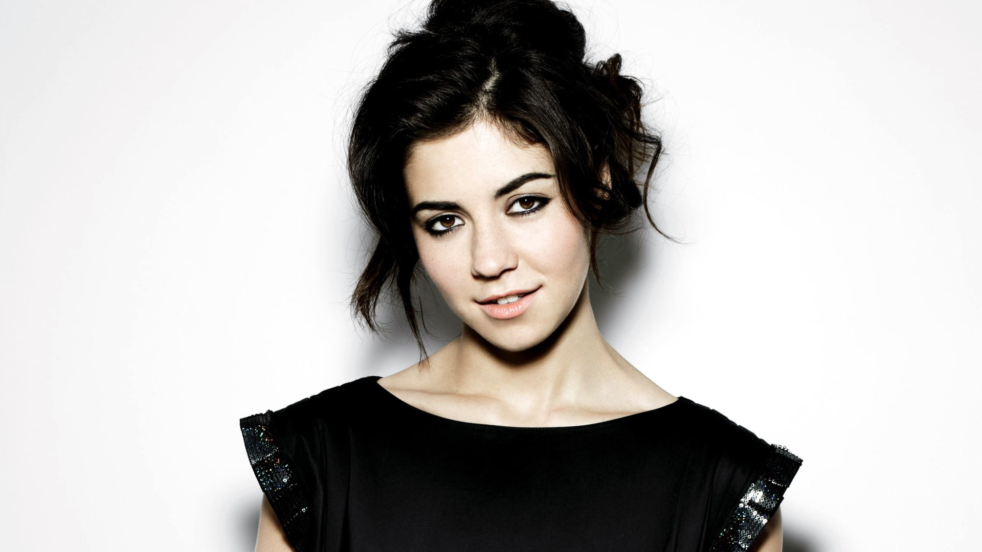 face, portrait, headshot, hair, black hair, one person, indoors, adult, beautiful woman, beauty, Marina and the Diamonds, front view, looking at camera, HD Wallpaper