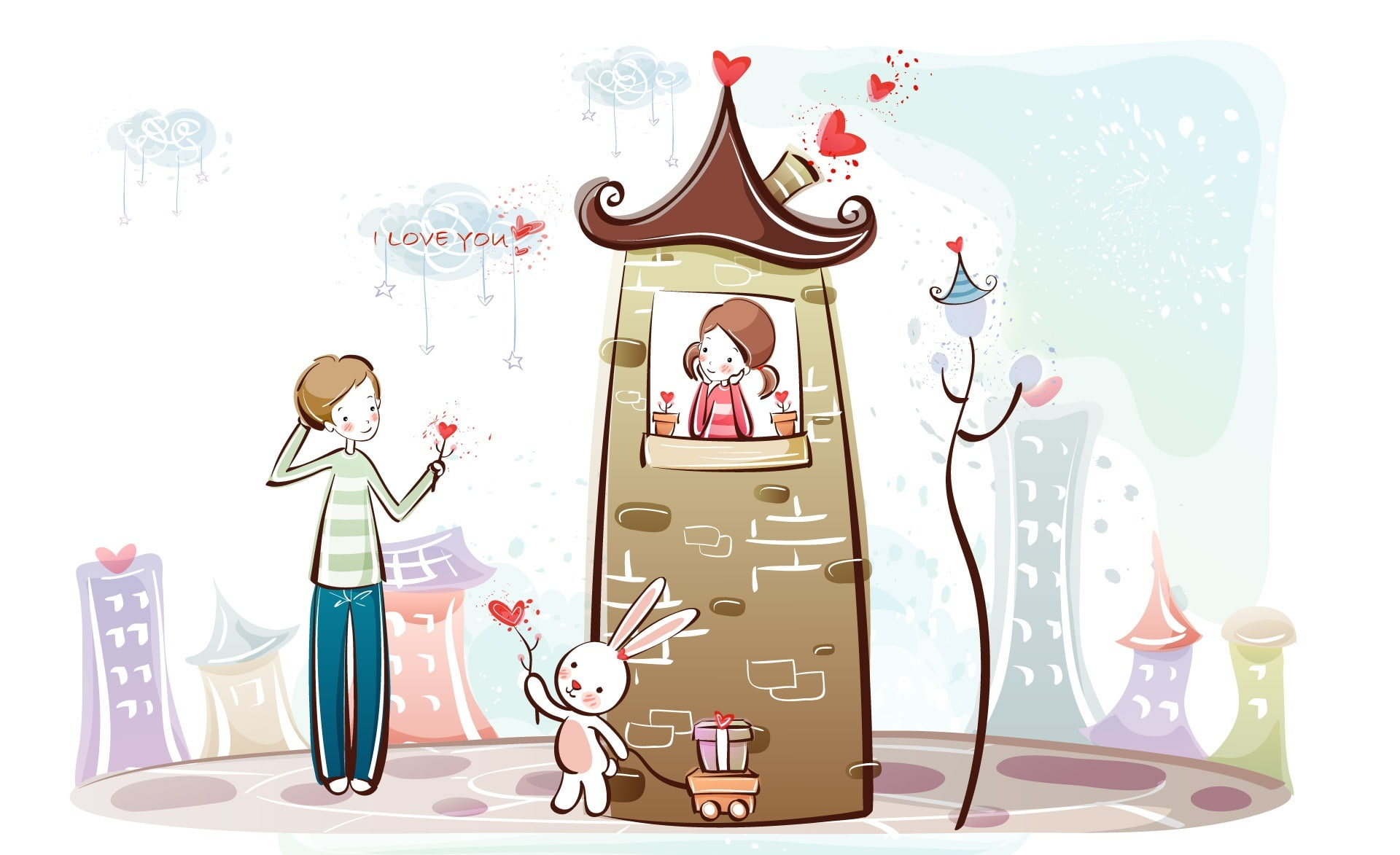 Valentines Day, 1080P, Declaration, in love, valentines day illustration, Holidays, Love, HD Wallpaper