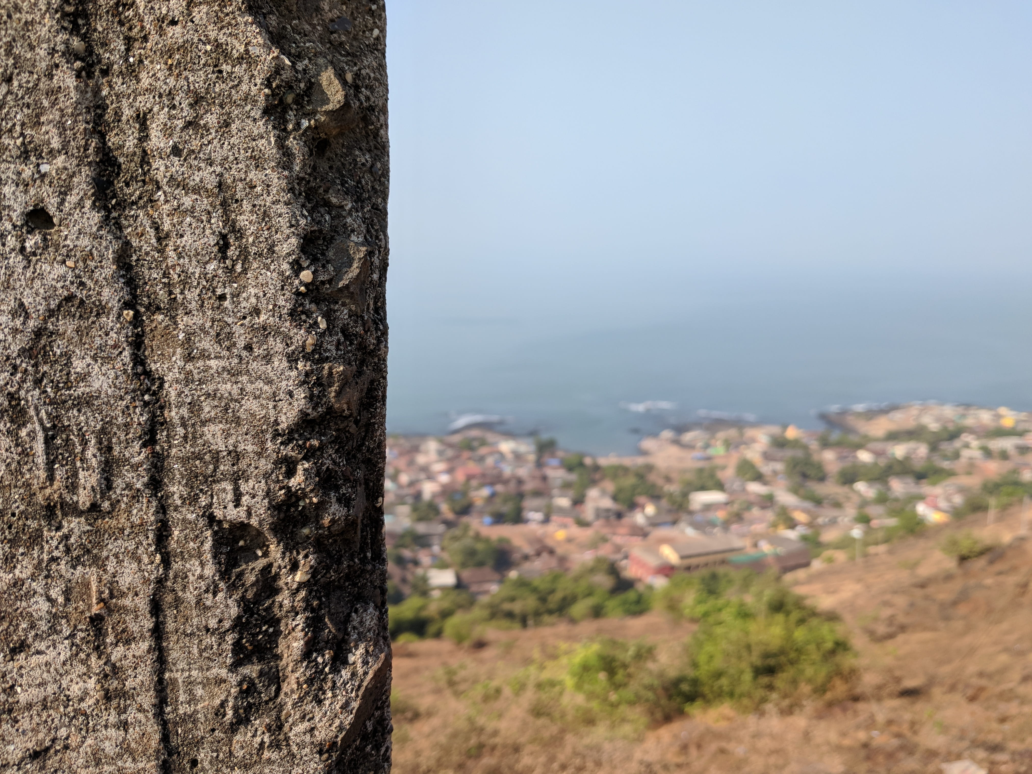landscape, nature, clear sky, architecture, trunk, day, close-up, sea, stone, bark, outdoors, village, sunlight, building, 4K, coastal hwy, india, pandhari, HD Wallpaper