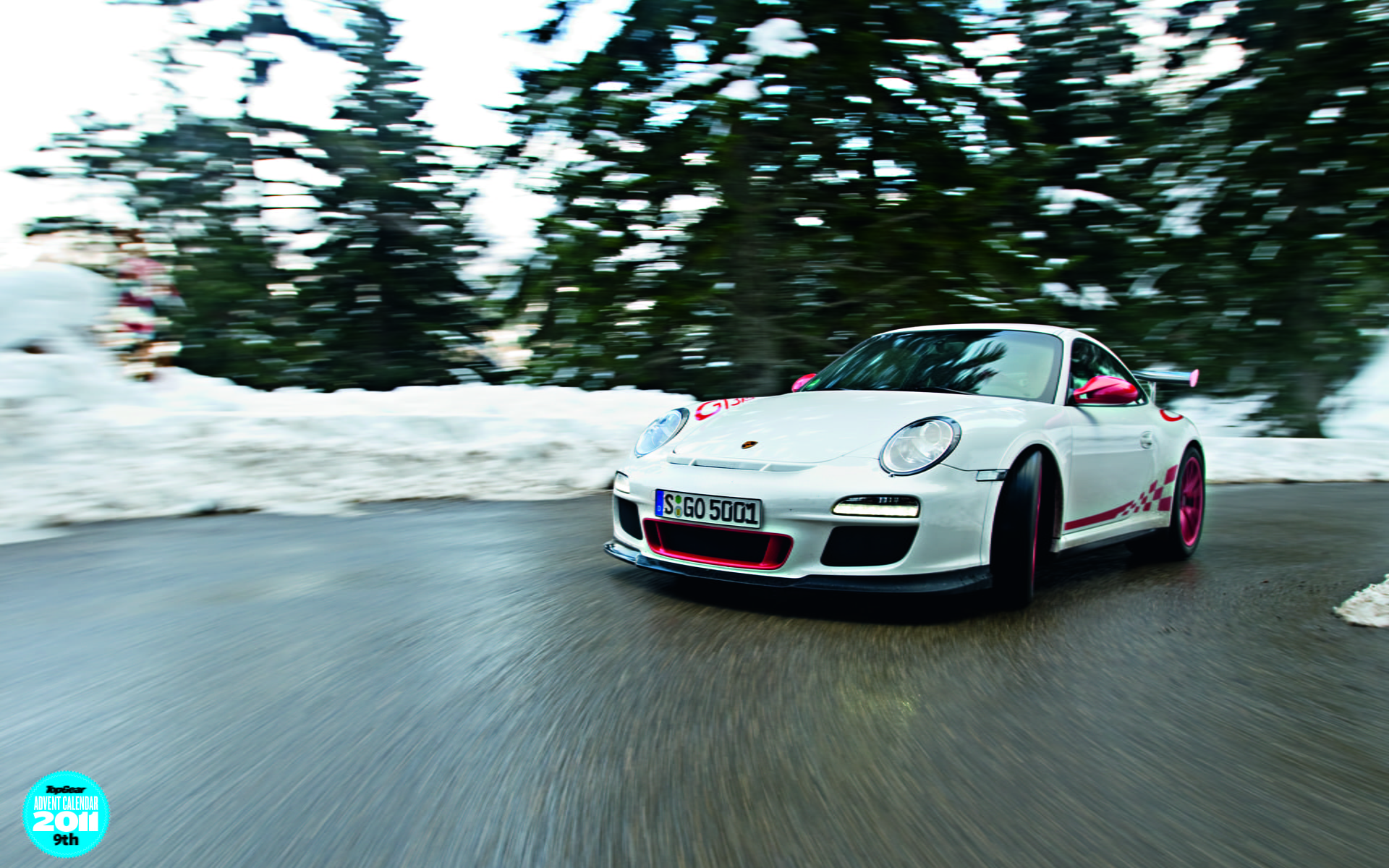 snow, cold temperature, car, 9th, turn, travel, white, outdoors, speed, advent calendar, Porsche, blurred motion, transportation, 1080P, motor vehicle, HD Wallpaper