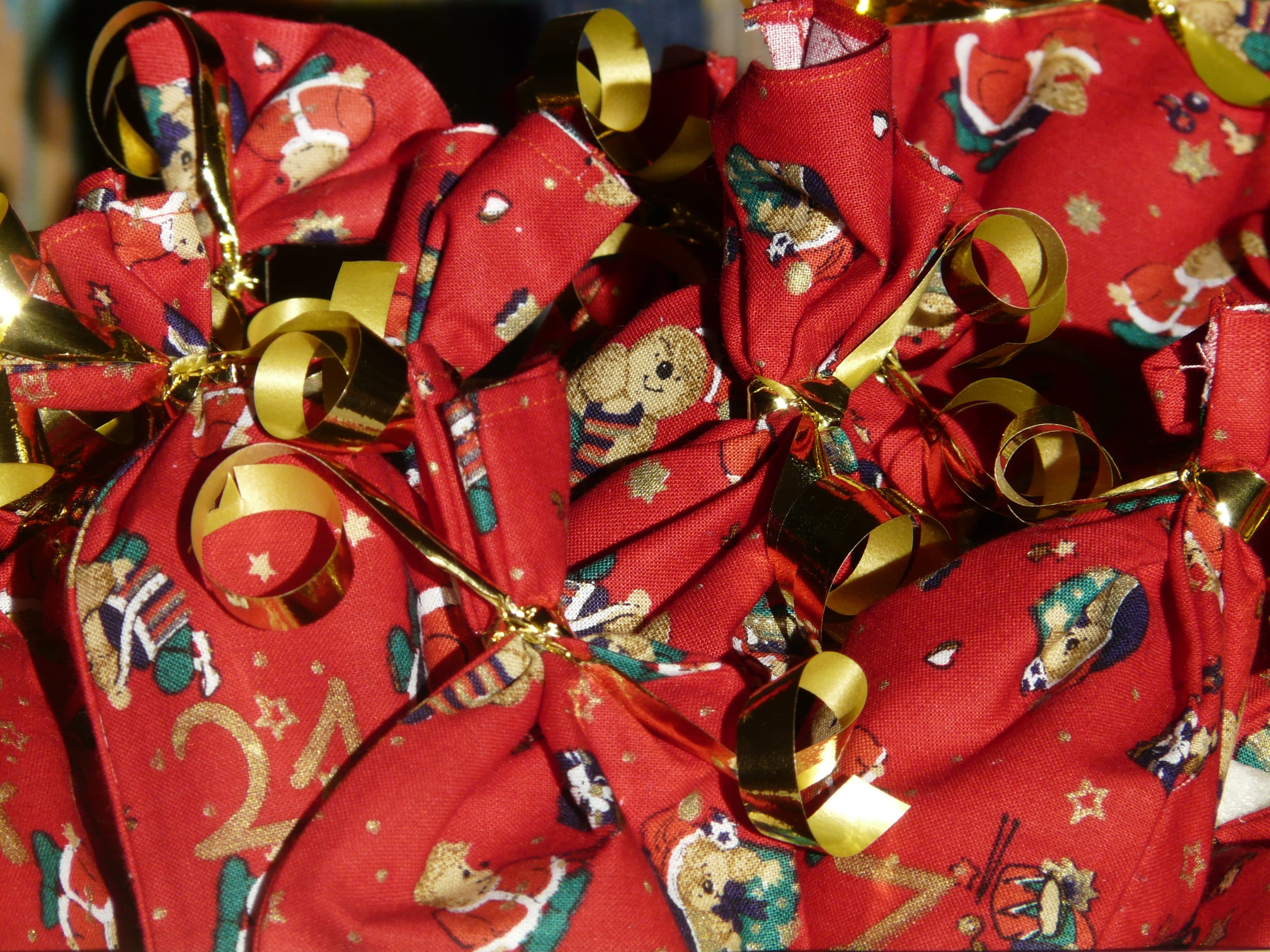 holiday, christmas decoration, shiny, ribbon - sewing item, still life, decoration, Packed, made, nicholas, full frame, pattern, celebration, backgrounds, HD Wallpaper