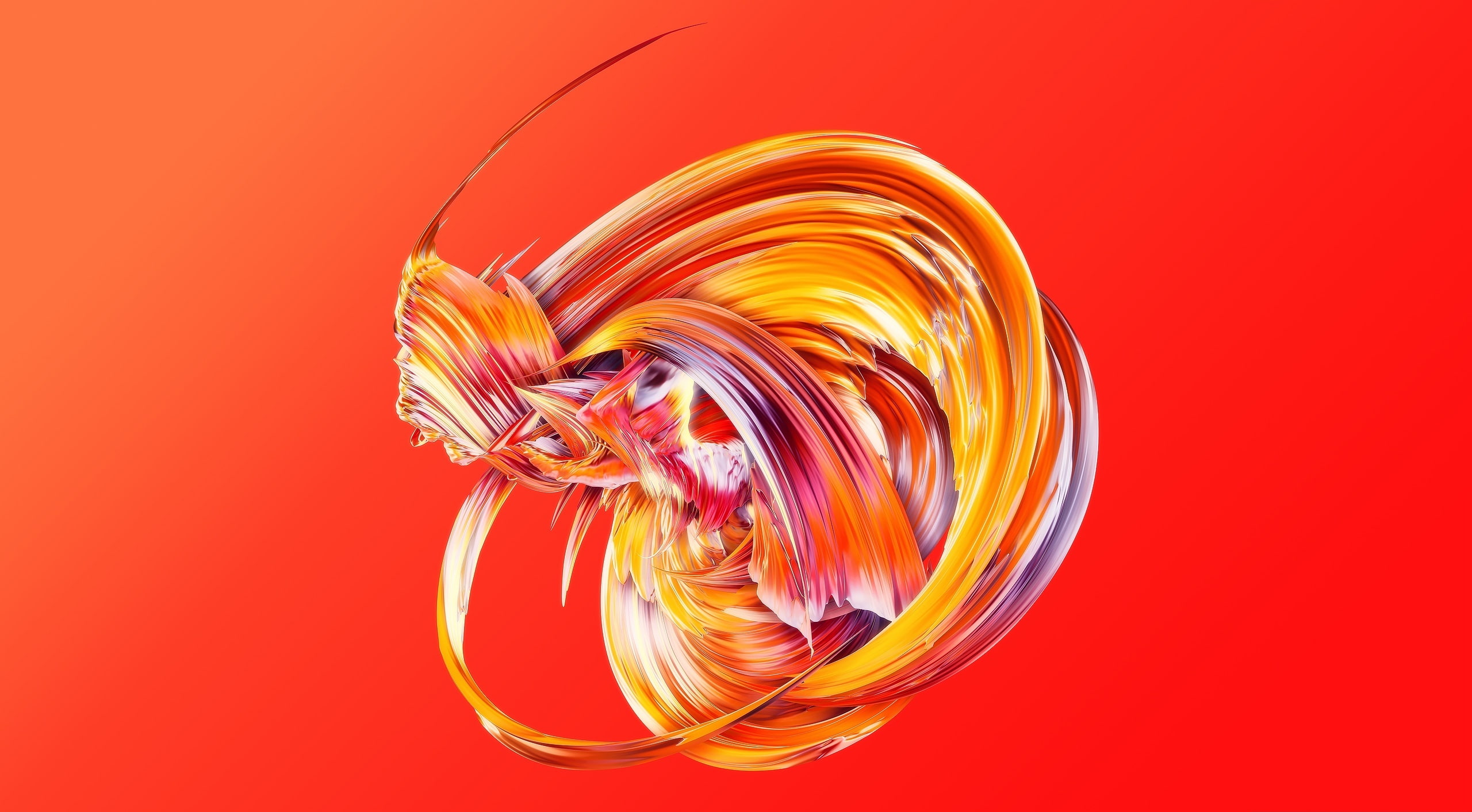 yellow, close-up, indoors, Digital, Design, Vivid, 2K, spiral, red background, motion, Artistic, Color, Abstract, still life, background, pattern, colored background, HD Wallpaper