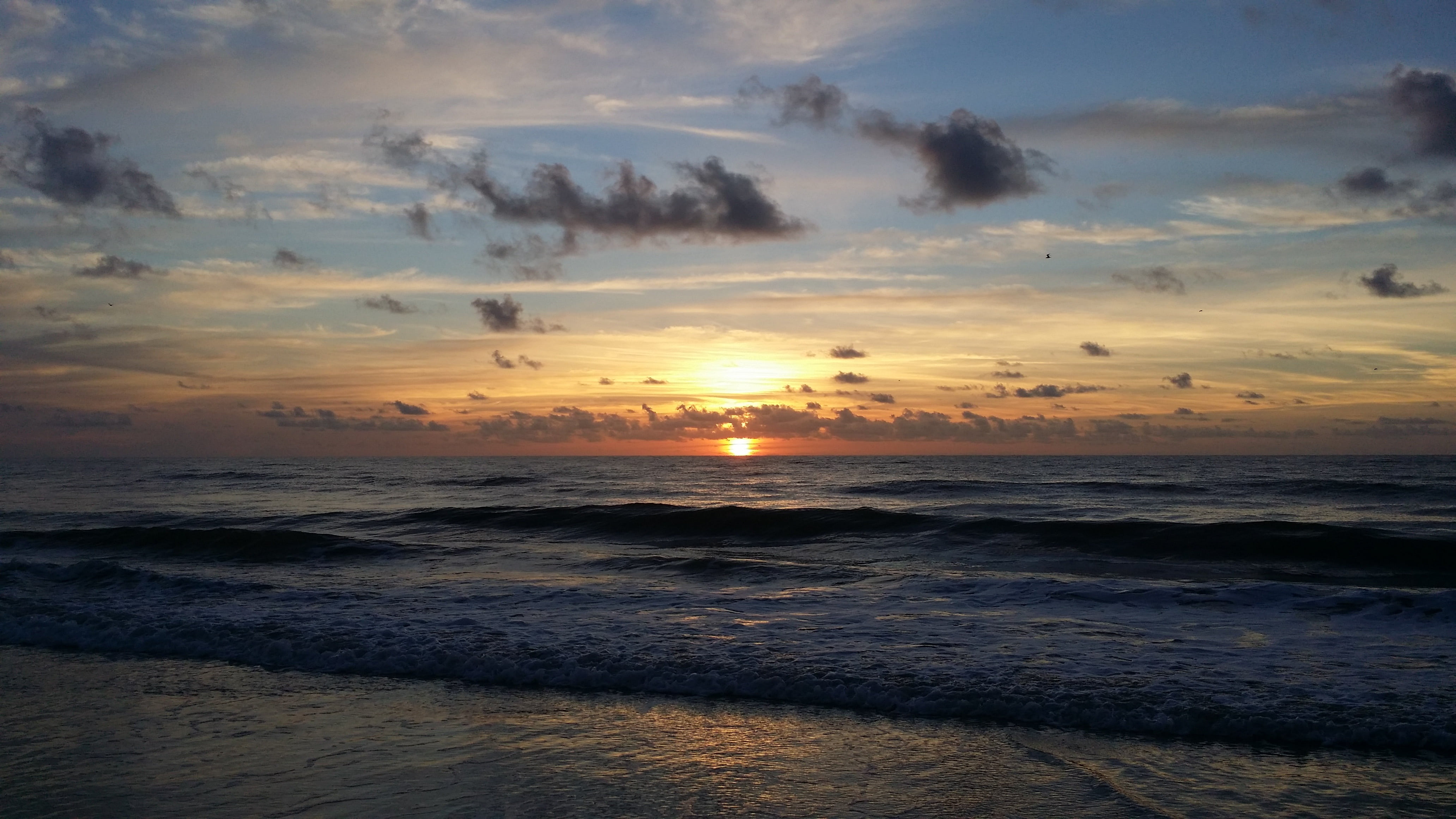 tranquility, florida, amelia island, motion, sunrise, beach, horizon, wave, outdoors, 4K, nature, land, no people, water, tranquil scene, cloud - sky, HD Wallpaper