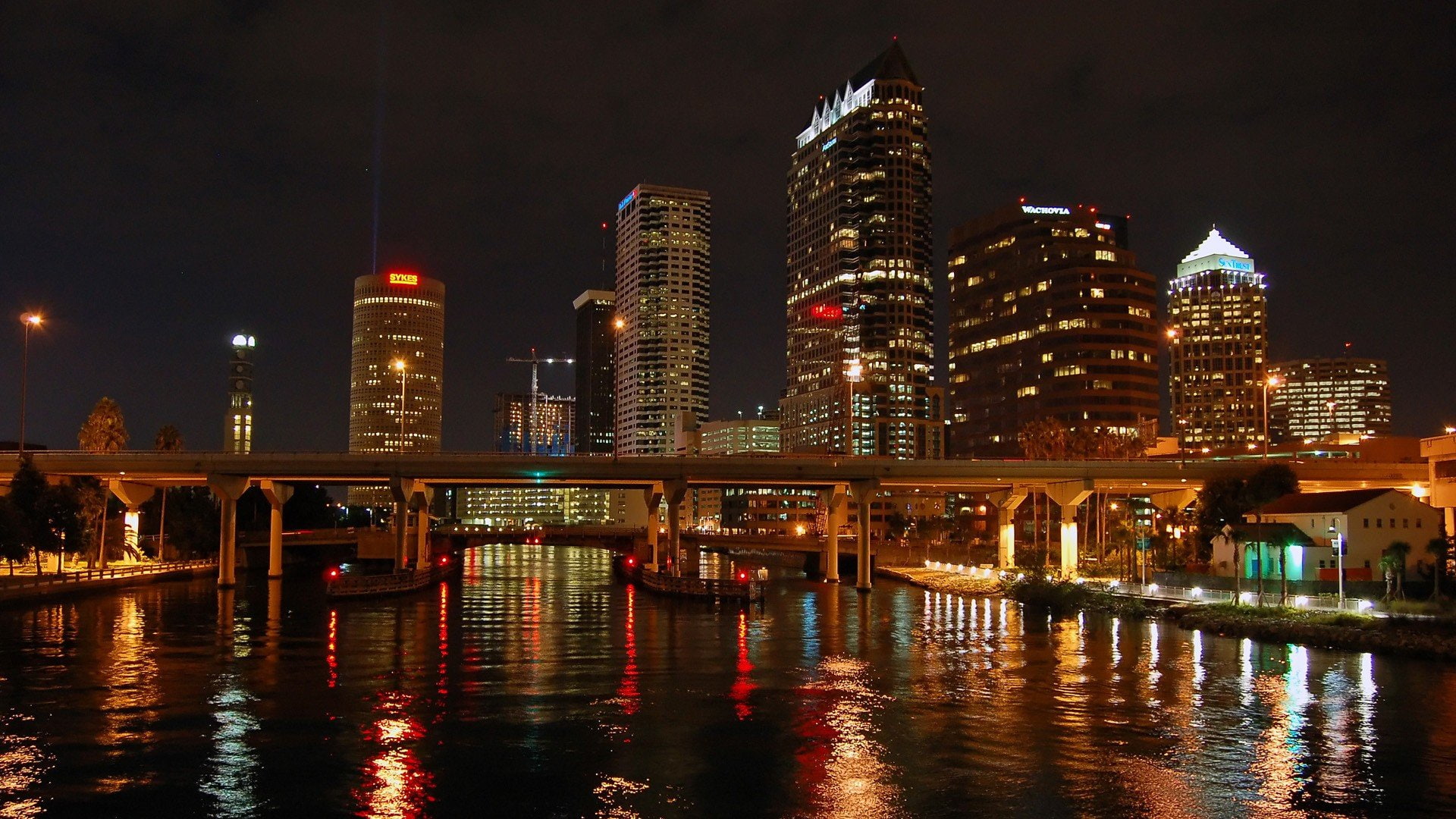 building, Cityscape, Tampa, reflection, Florida, 1080P, HD Wallpaper