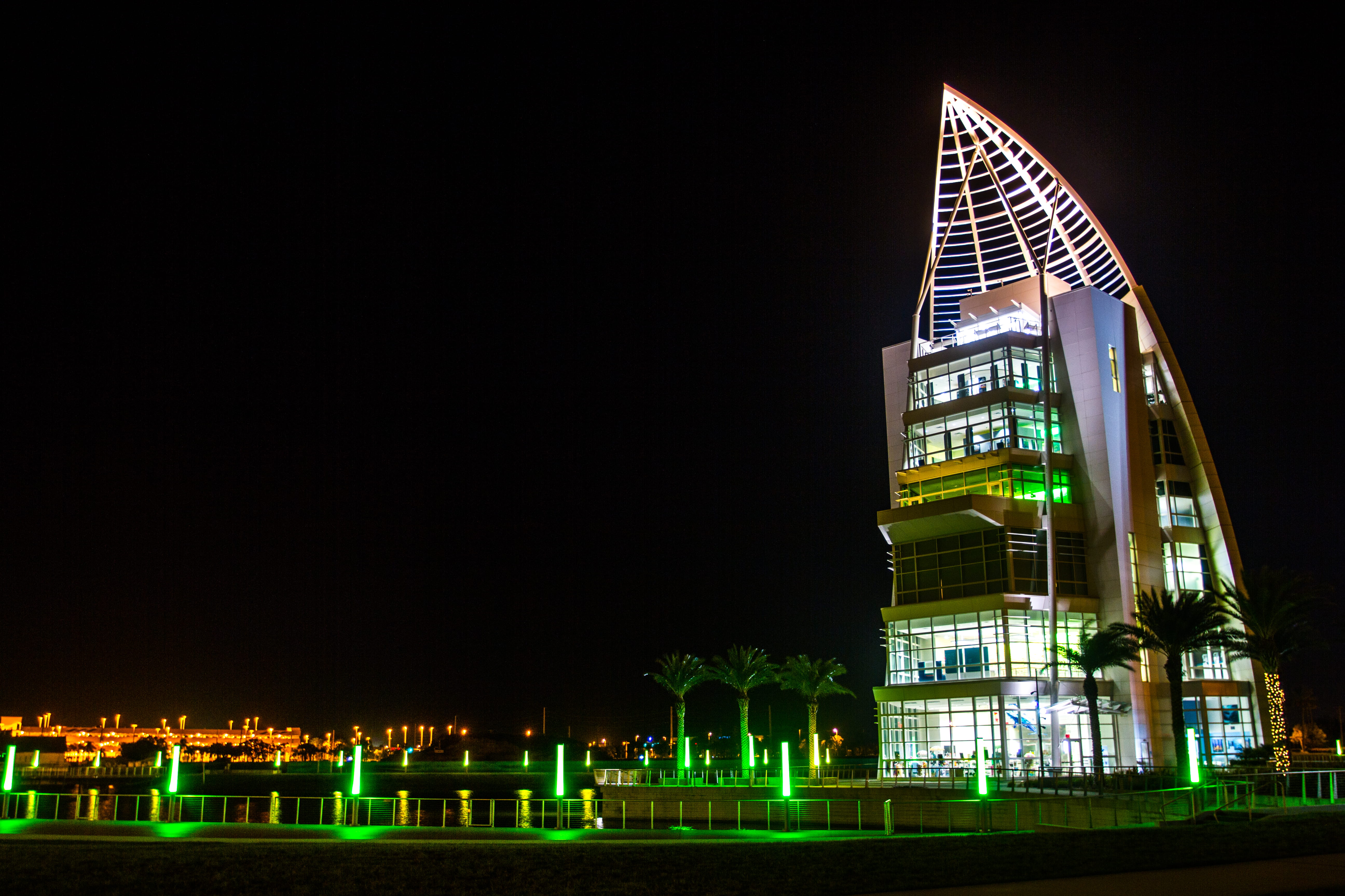 water, cape, architecture, exploration tower, cape canaveral, night, canaveral, 5K, no people, building exterior, financial district, illuminated, united states, HD Wallpaper