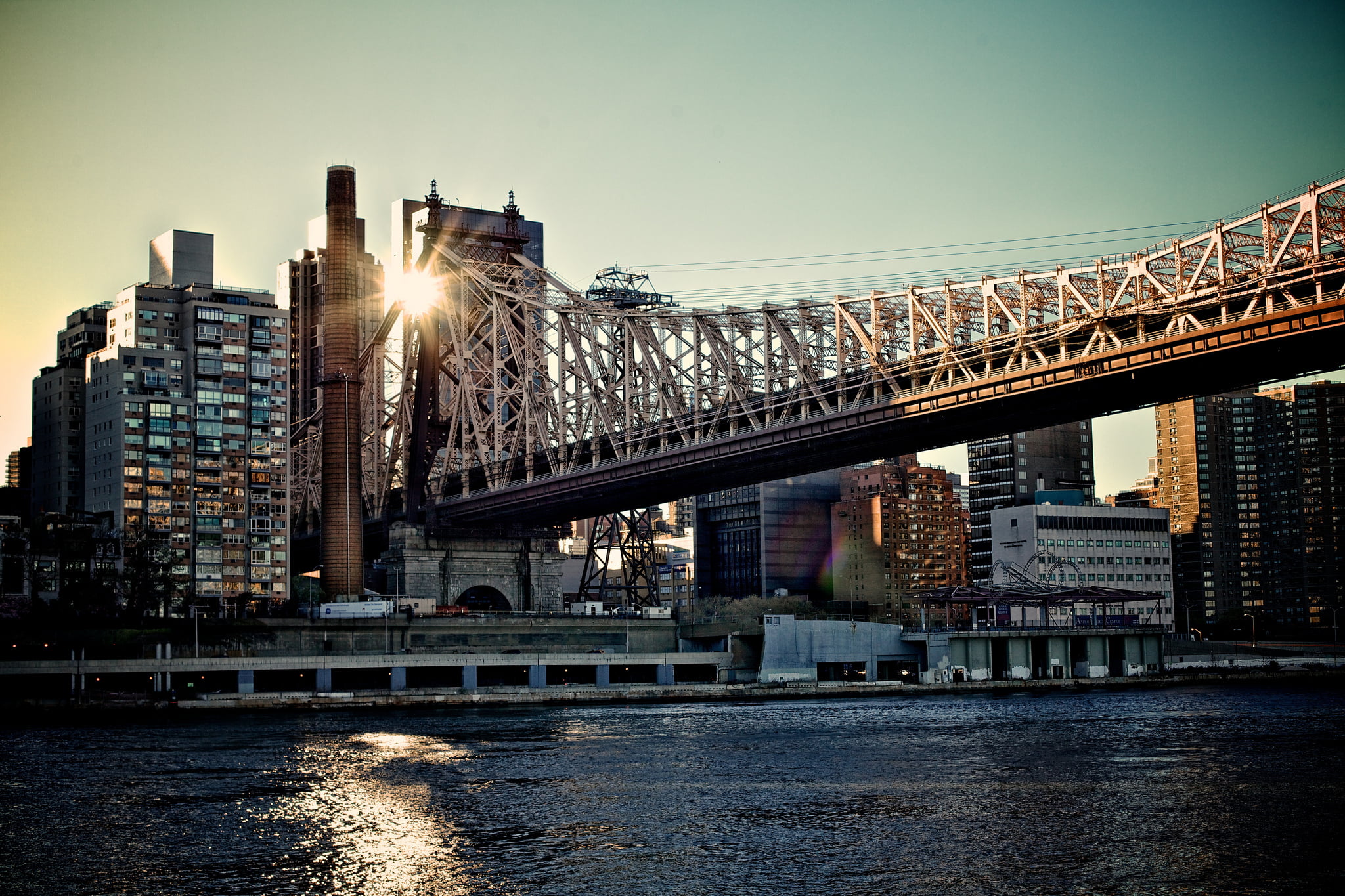 river, illuminated, clear sky, the city, waterfront, cityscape, no people, built structure, sky, architecture, building exterior, bridge - man made structure, HD Wallpaper