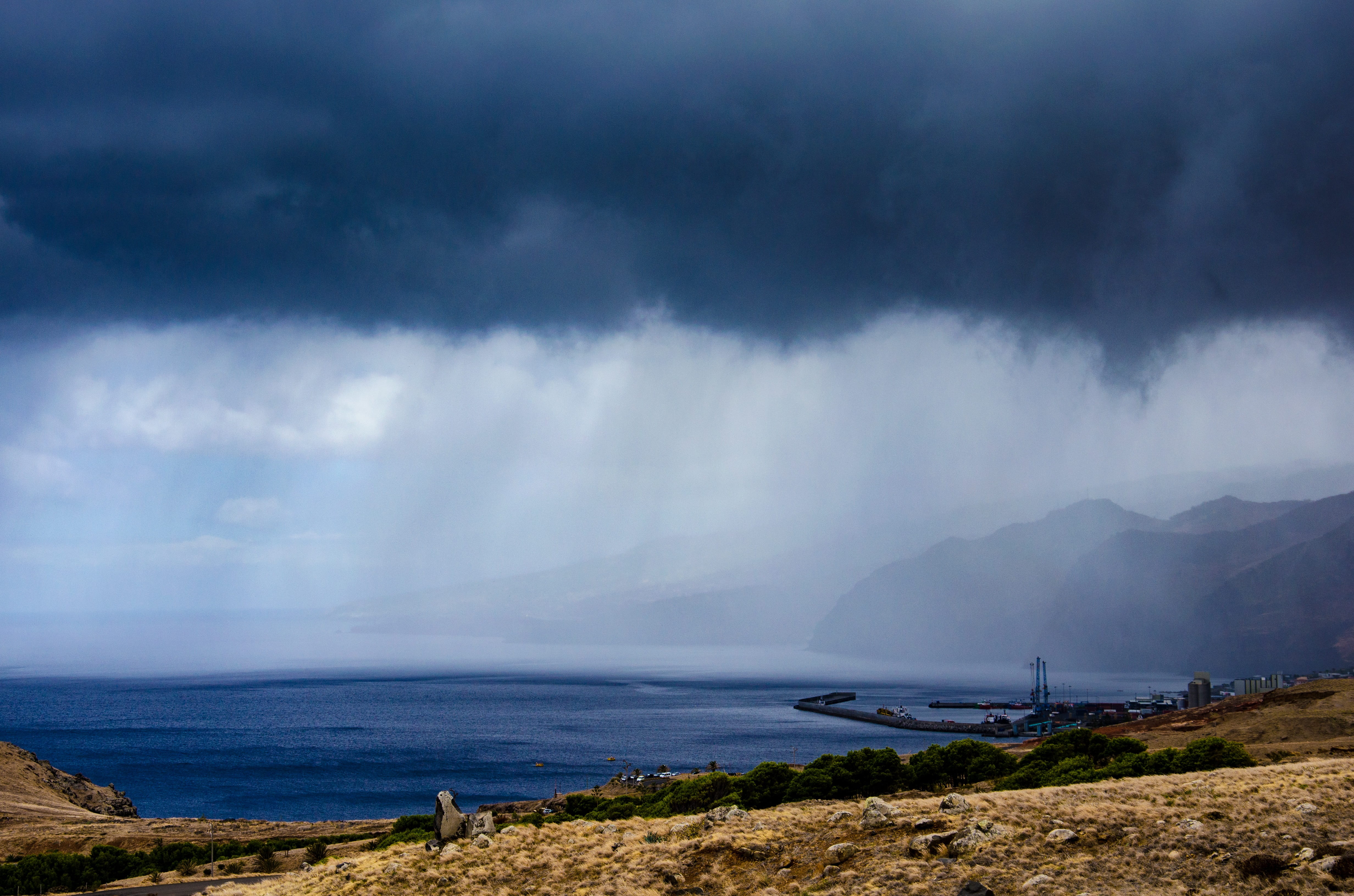 water, panorama, power in nature, nature, environment, sky, Sea, Dark Clouds, land, no People, scenics - nature, booked, dramatic sky, horizon over water, HD Wallpaper