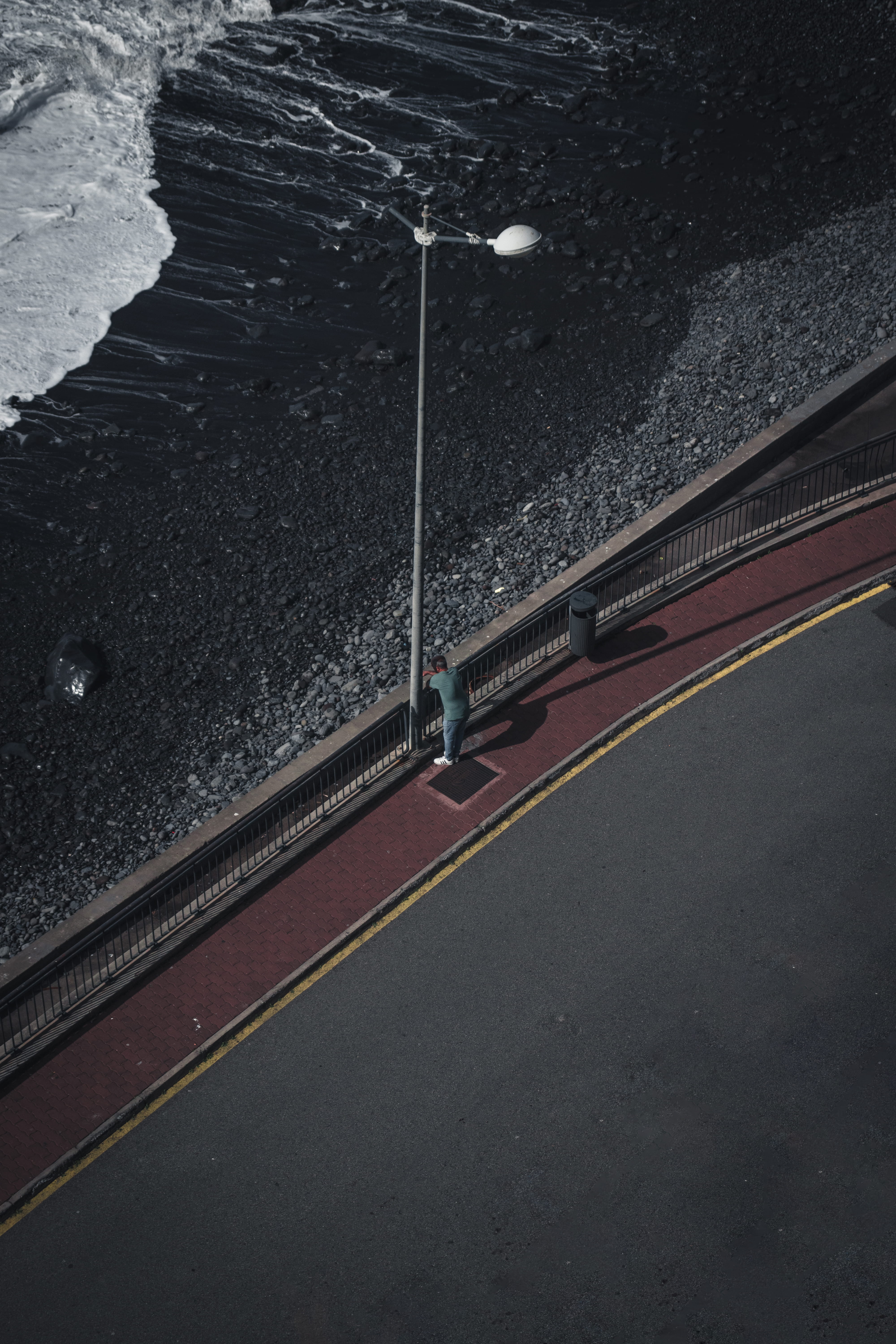 tarmac, transportation, yellow line, coast, night, water, 5K, gray, road marking, city landscape, madeira, street light, nature, electric, high angle view, Phone HD Wallpaper