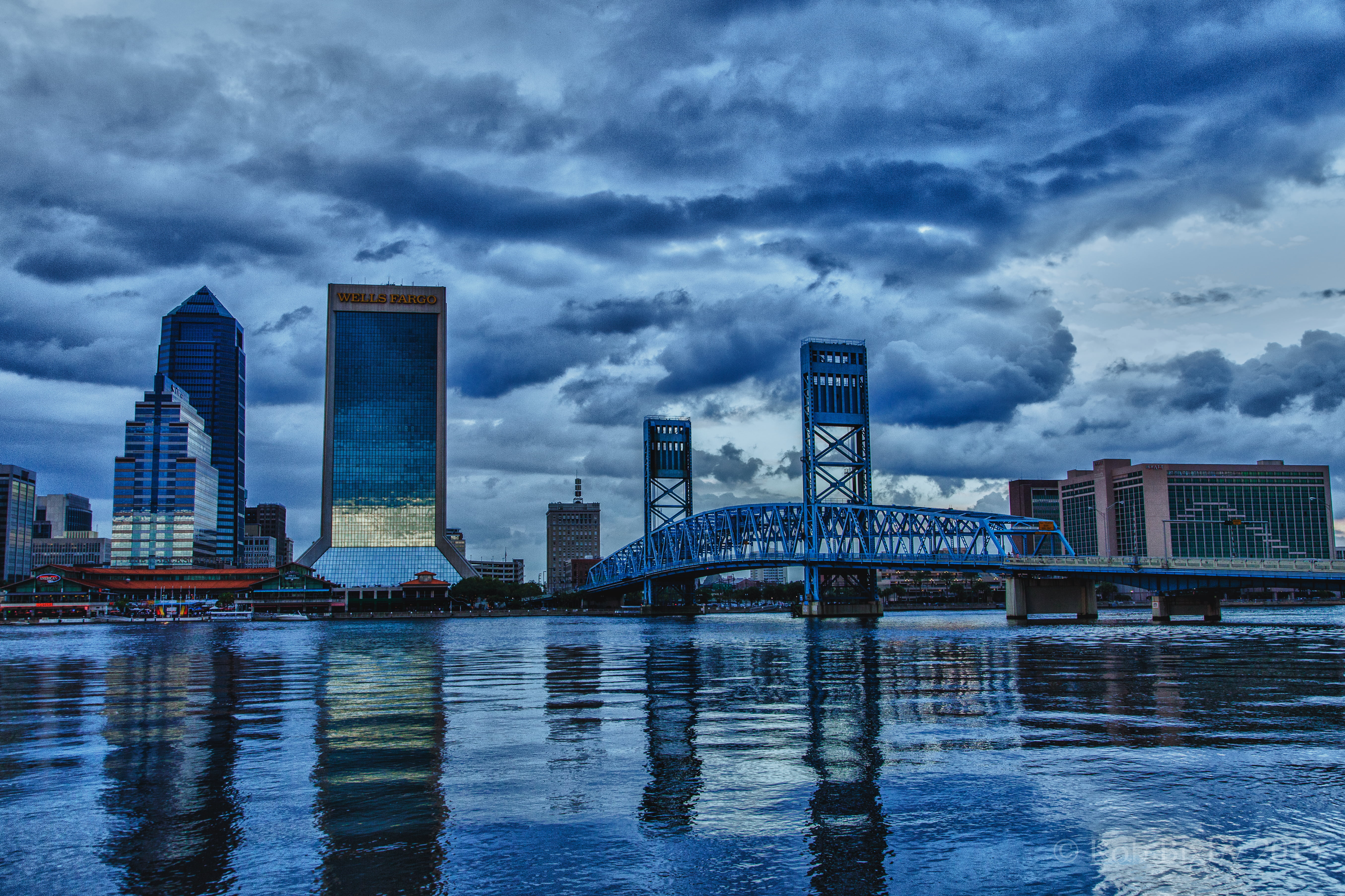 building, body of water, skyscraper, cityscape, 5K, reflection, downtown District, HDR, high, skies, famous Place, across, high-rise building, night, architecture, HD Wallpaper