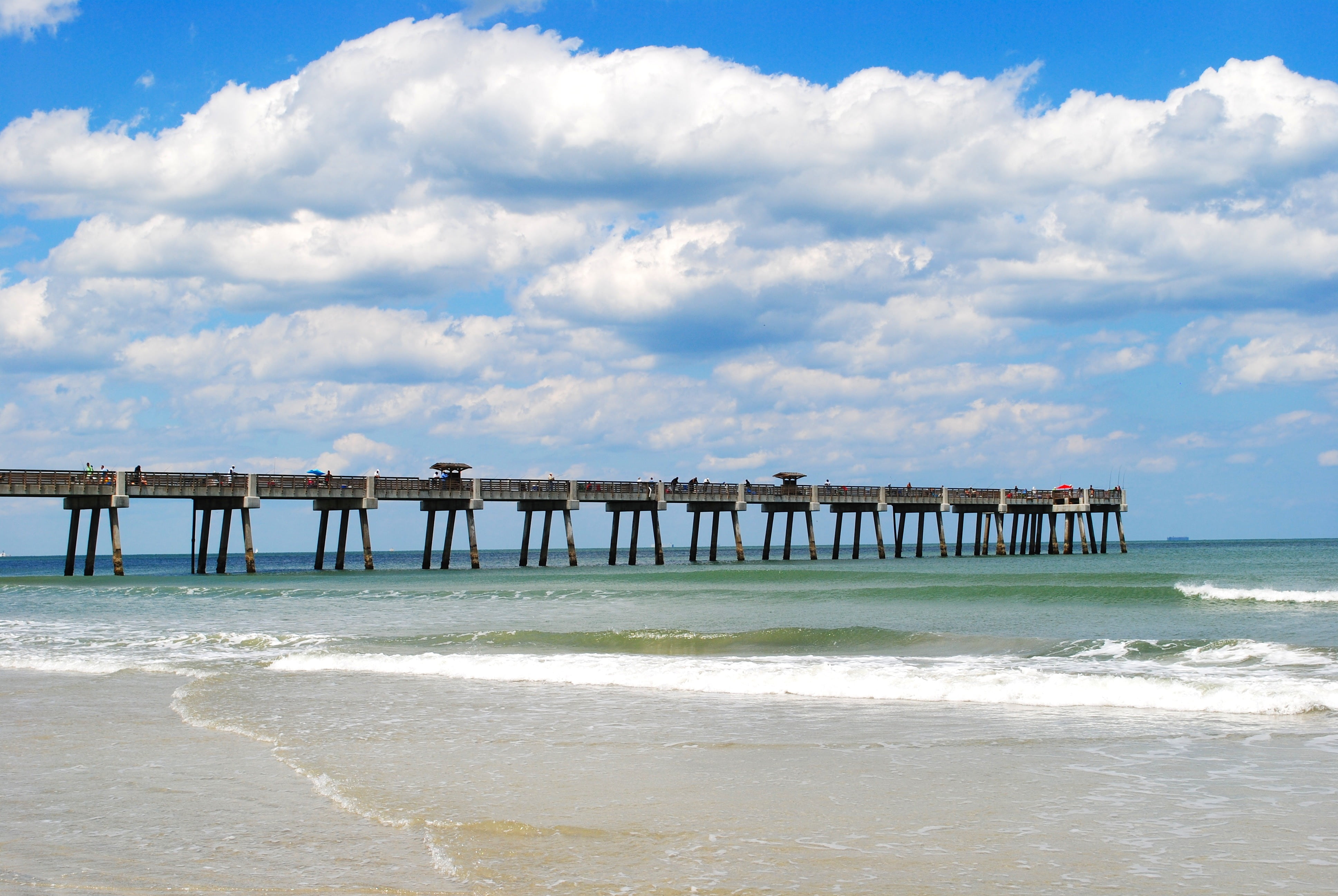 land, day, wave, nature, horizon, outdoors, summer, waves, beauty in nature, florida, daytime, 4K, sky, spring, architecture, cloud - sky, sea, built structure, HD Wallpaper