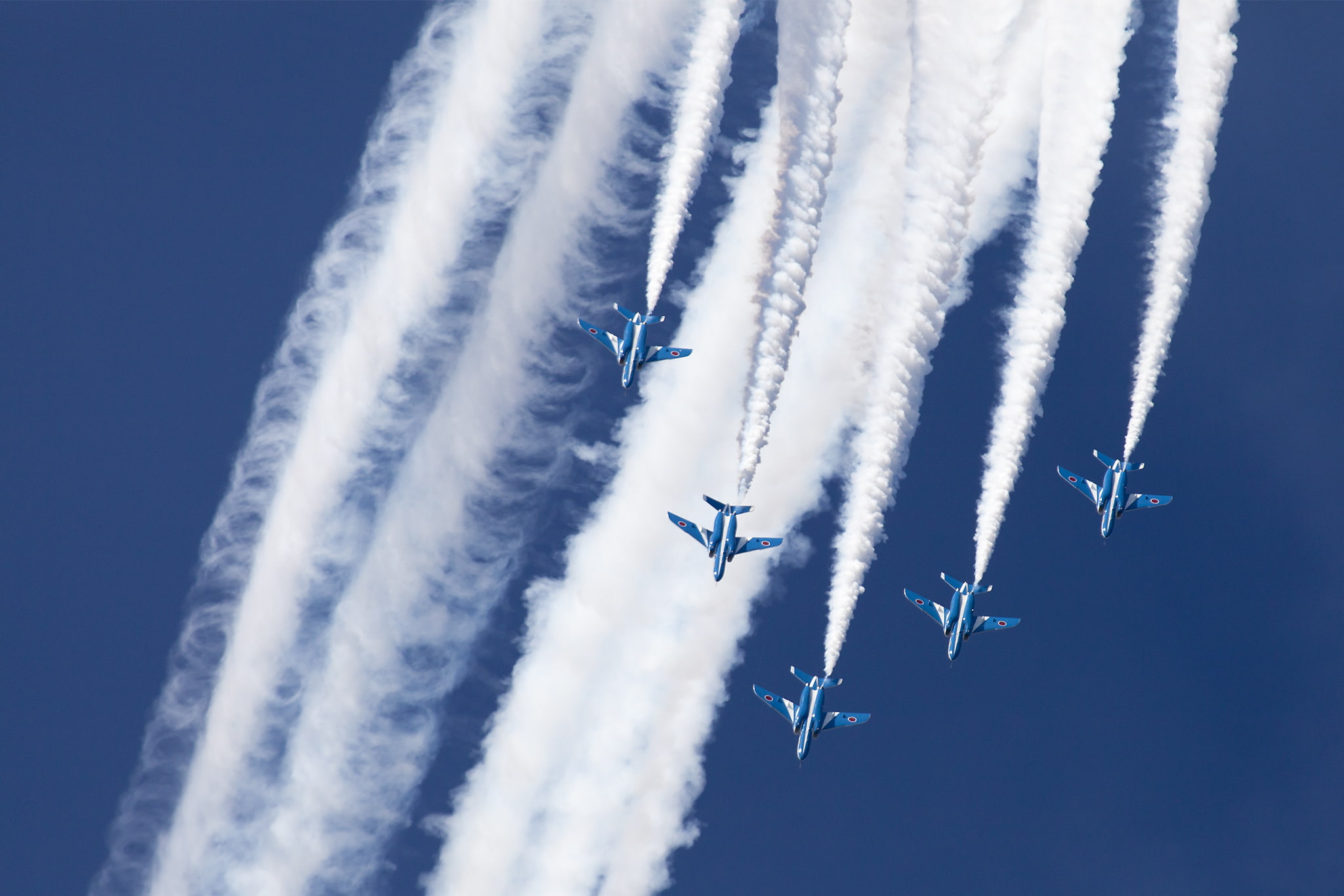 Kawasaki T-4, Blue Impulse, holiday, 1080P, flight, group, HD Wallpaper