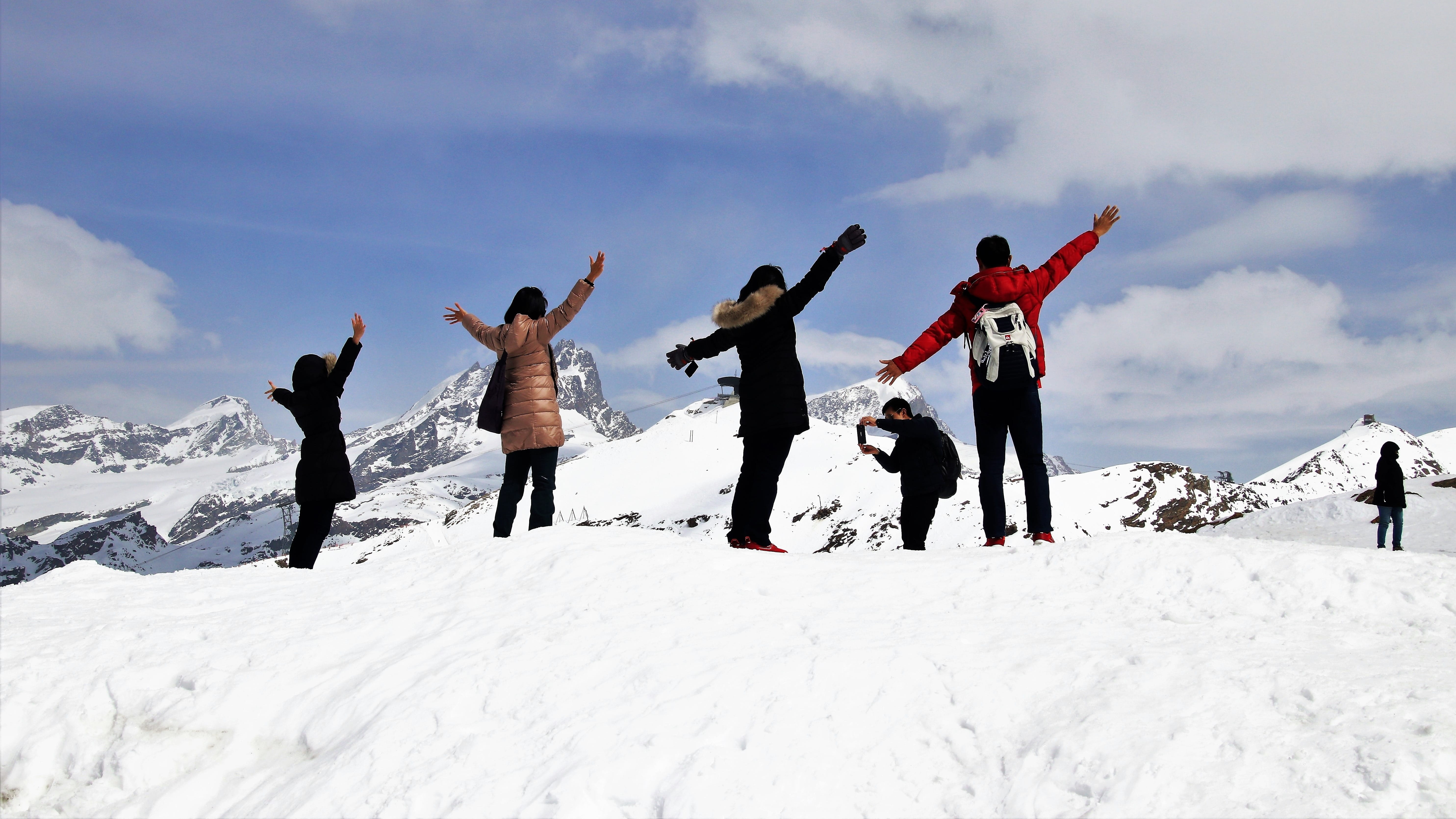 male, day, adult, arms raised, climb, adventure, character, action, the style of the country, the alps, cold, active, full length, white color, characters, HD Wallpaper