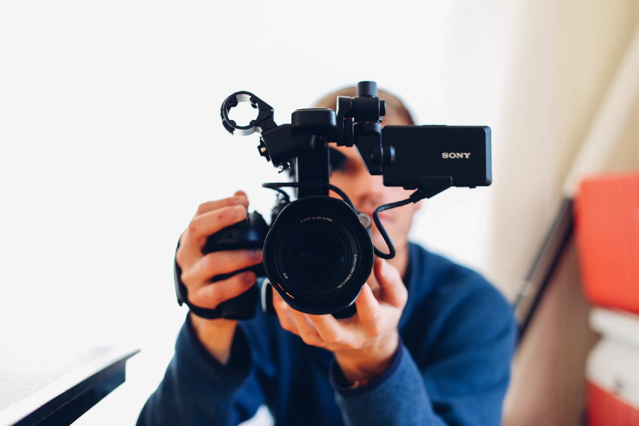 holding, gadgets, home video camera, camera, television camera, men, one person, film industry, front view, video, recorder, 1080P, technology, sony, person, HD Wallpaper