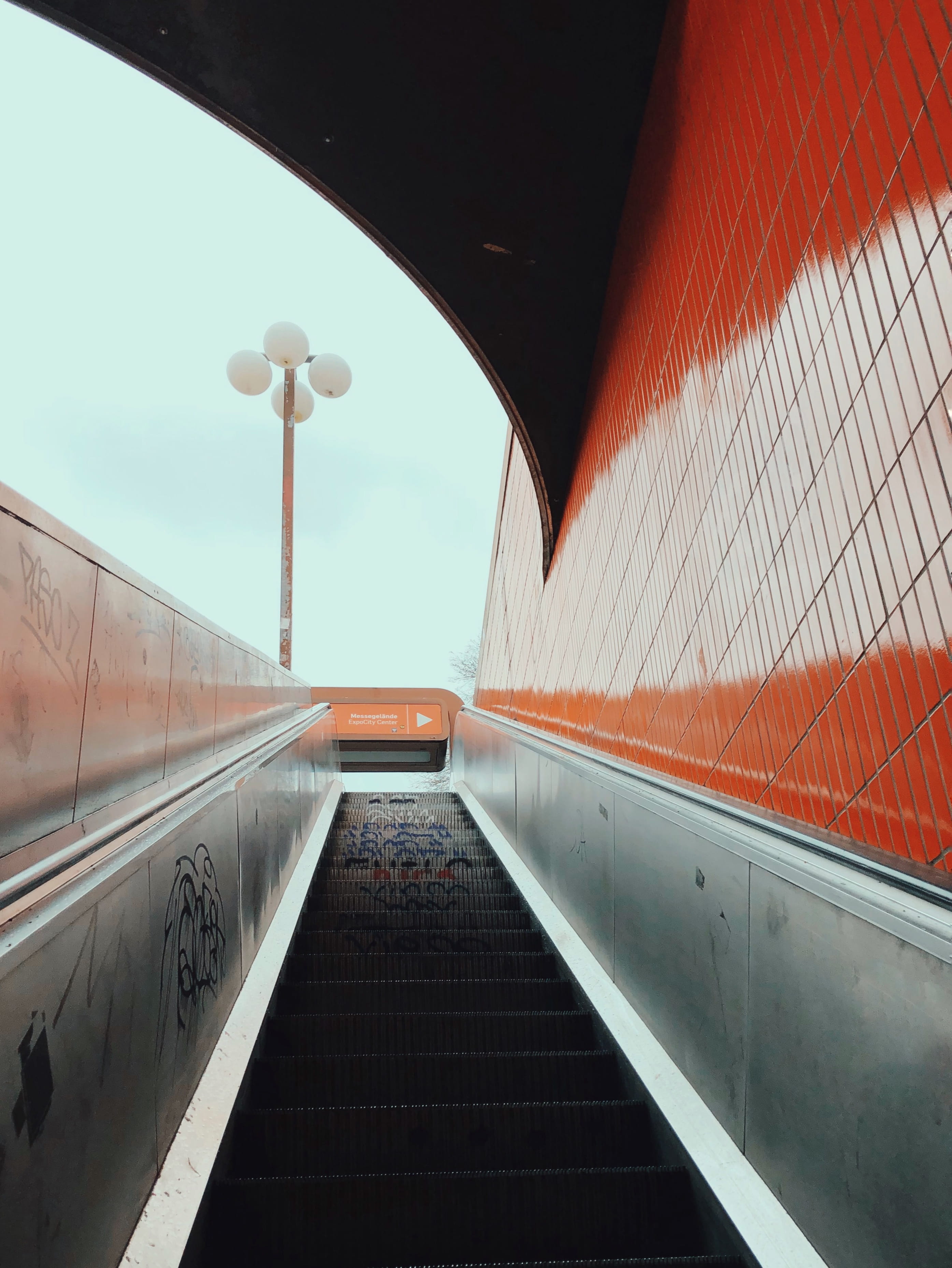 germany, escalator, lighting equipment, tiles, wall - building feature, day, road, way, perspective, direction, steps and staircases, elevator, stairs, Phone HD Wallpaper