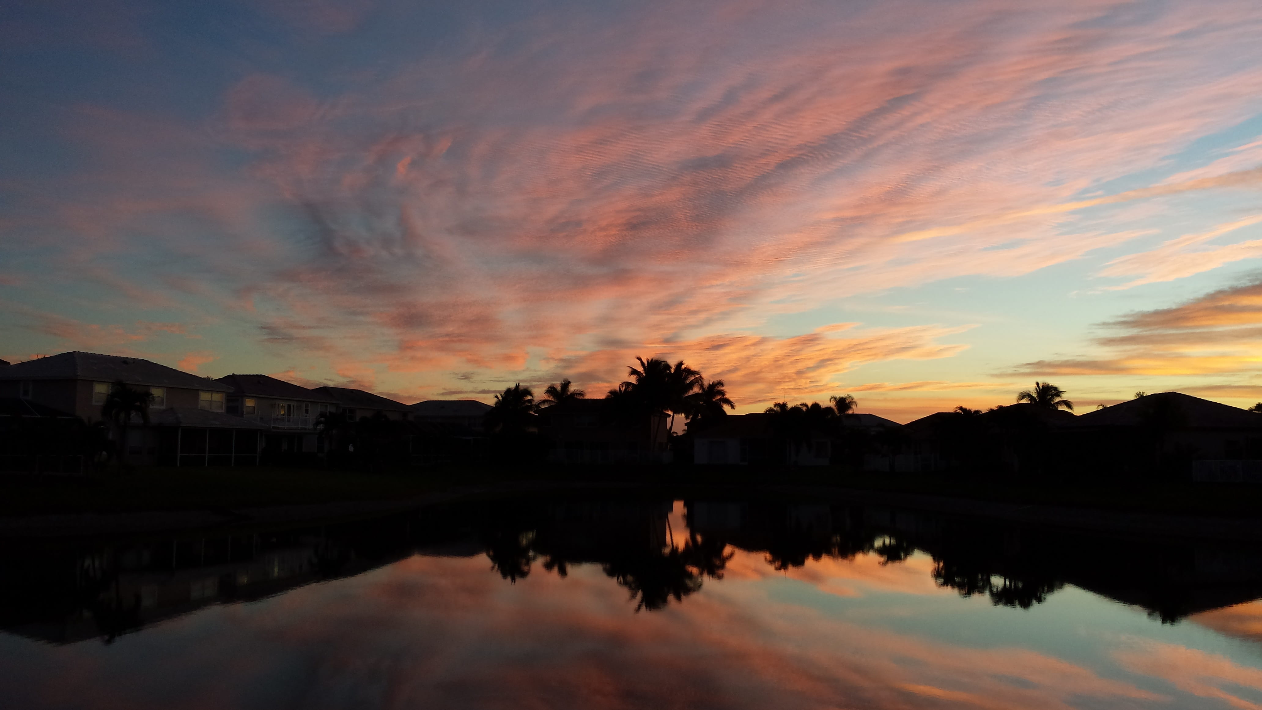 sunset, beauty in nature, water, built structure, 4K, architecture, house, florida, orange color, cloud - sky, building exterior, building, no people, HD Wallpaper