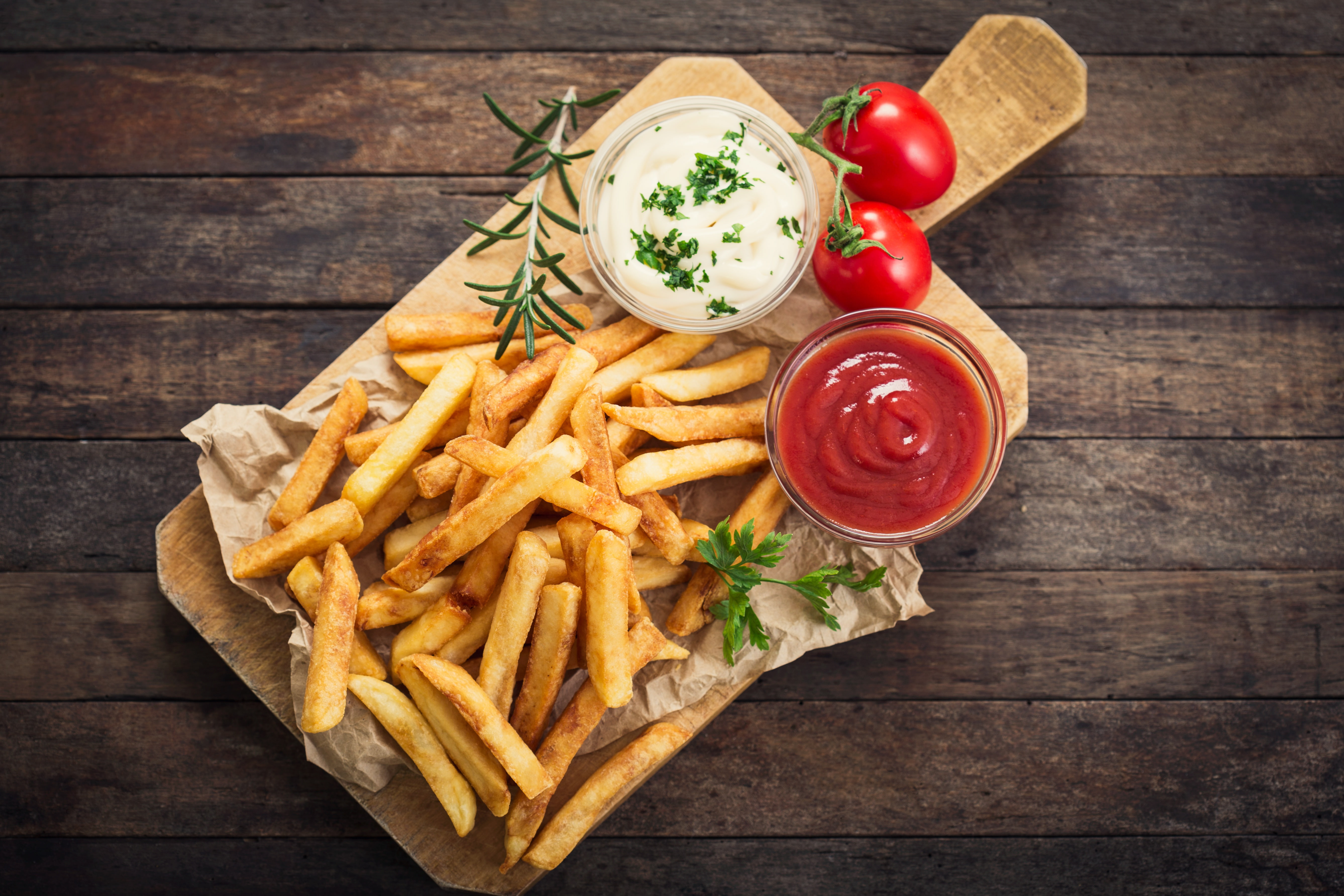 rosemary, french fries, Portion, sauce tomatoes, 5K, HD Wallpaper