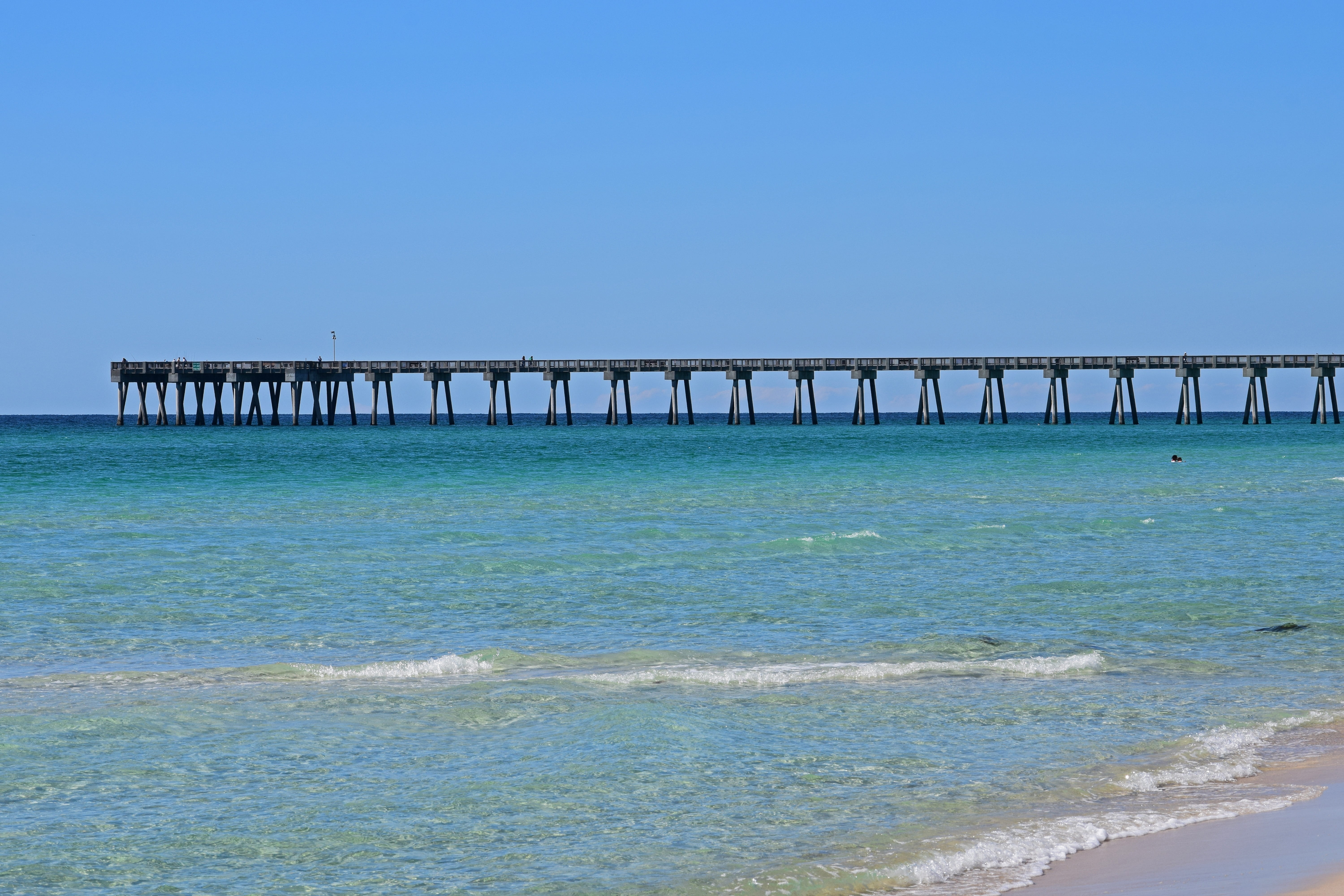 sky, scenics - nature, built structure, tranquil scene, pier, sport, colorful, nature, travel, outdoors, horizon, blue, clear sky, fishing, water, no people, HD Wallpaper